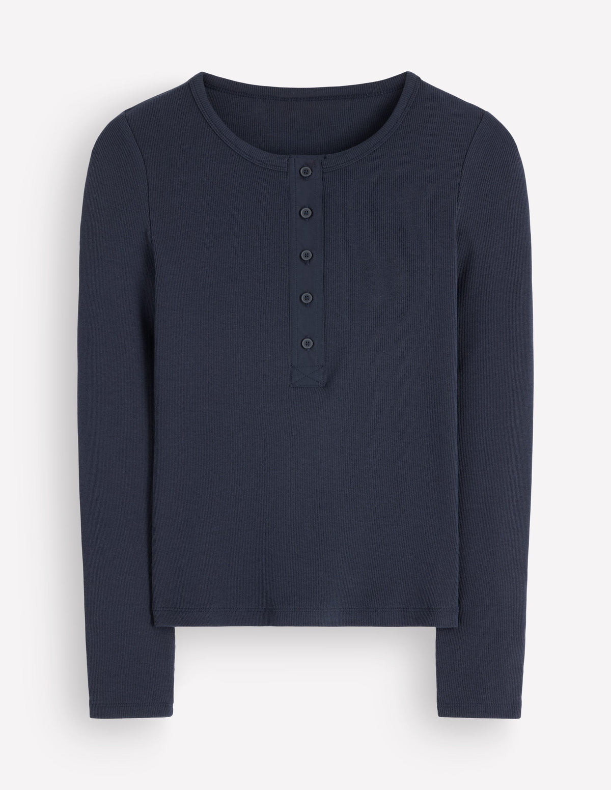 Ribbed Long Sleeve Henley-Navy - Image 5