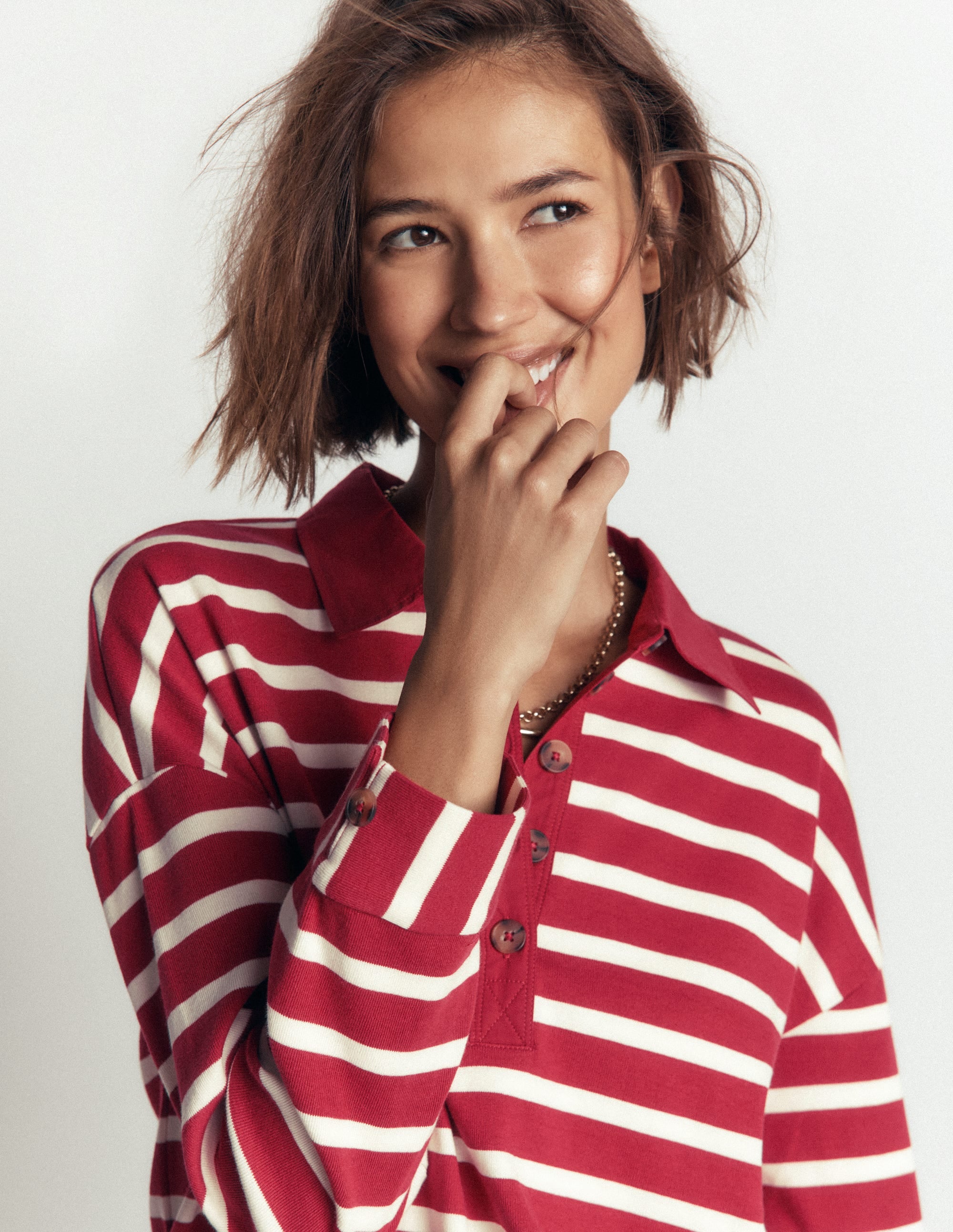 Polo Collar Mariner-Garnet and Ivory Stripe - Image 1