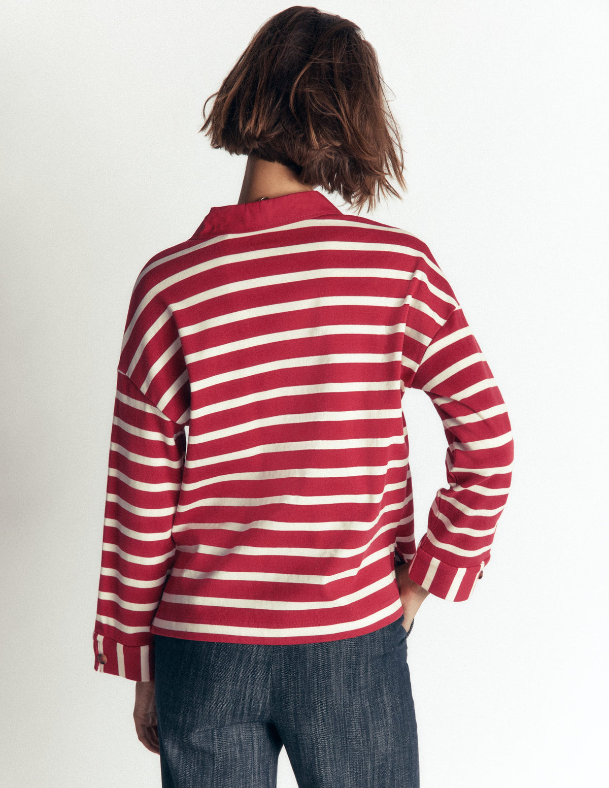 Polo Collar Mariner-Garnet and Ivory Stripe - Image 4