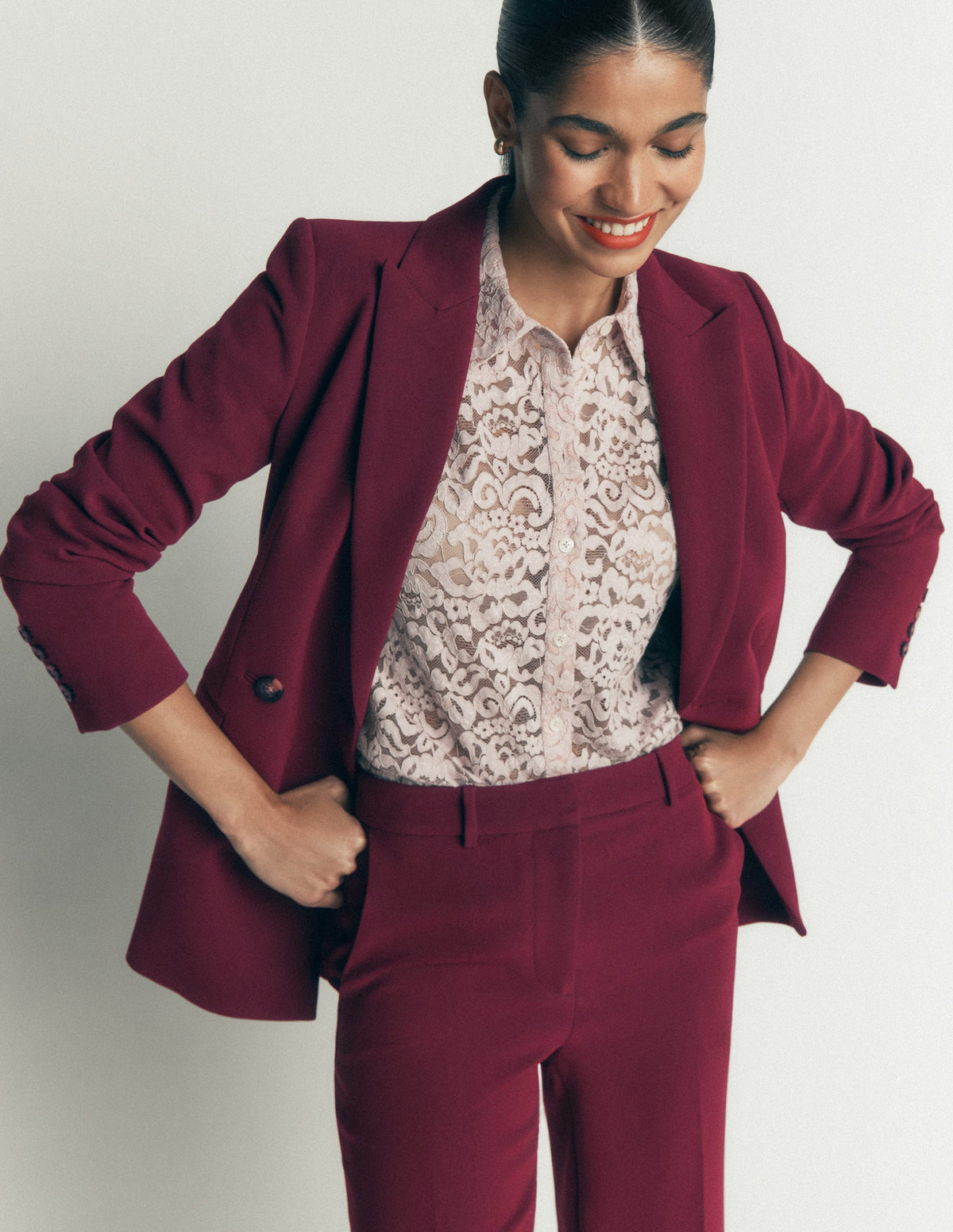 Keswick Zweireihiger Blazer-Dunkelviolett - Image 4