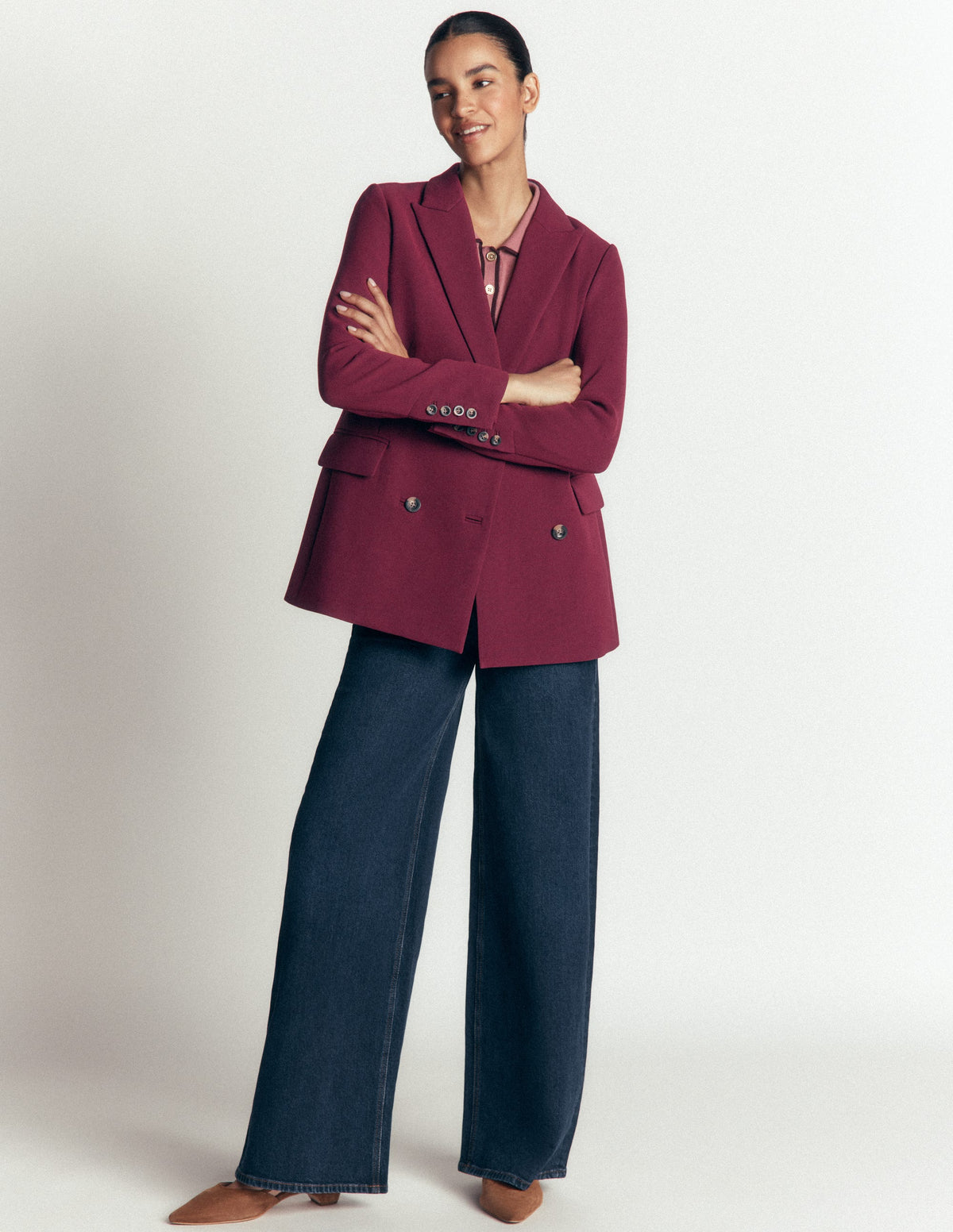 Keswick Zweireihiger Blazer-Dunkelviolett - Image 7