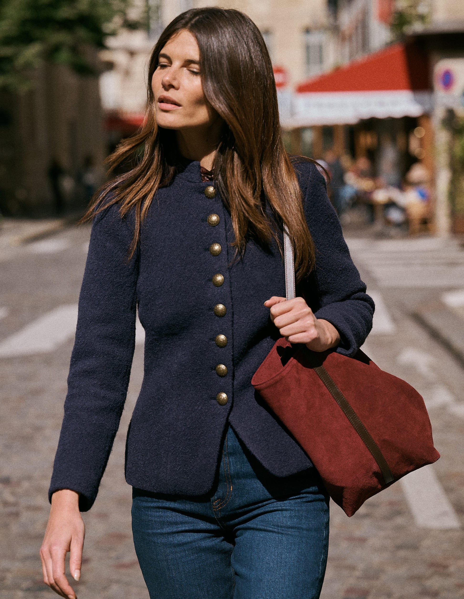 Hereford Jacke aus gekochter Wolle-Marineblau-1