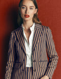 Stamford Klassisch geschneiderter Blazer-Marineblau, Camel Straßenbahn Streifen