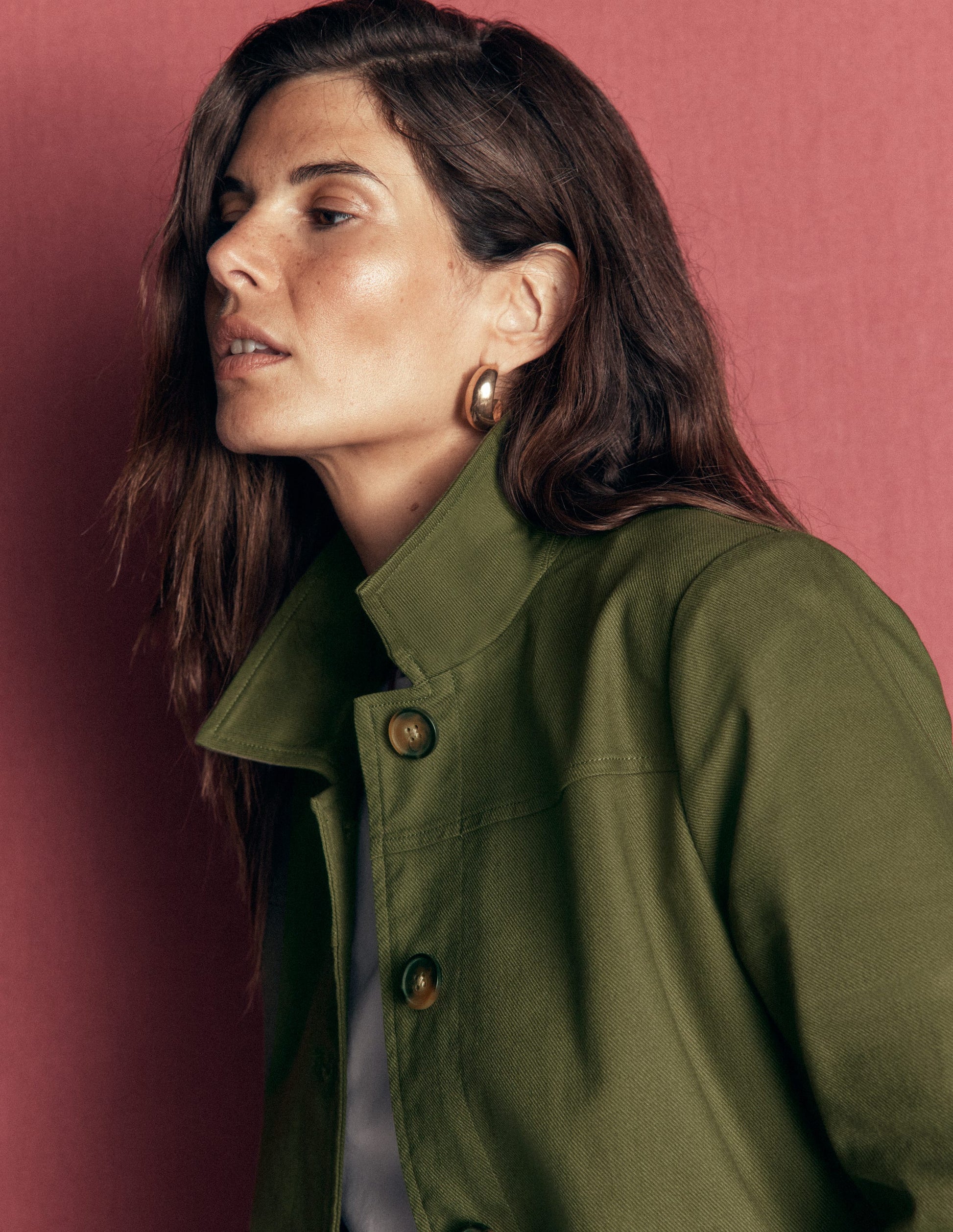 Fife Arbeitsjacke aus Baumwolle-Khaki Verziert-2
