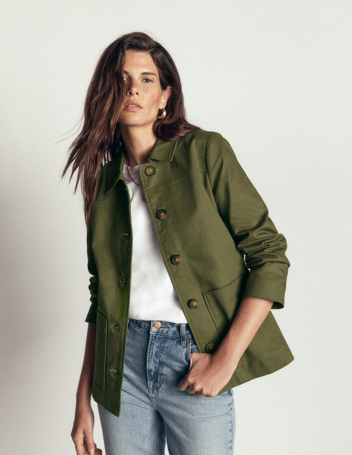 Fife Arbeitsjacke aus Baumwolle-Khaki Verziert - Image 4