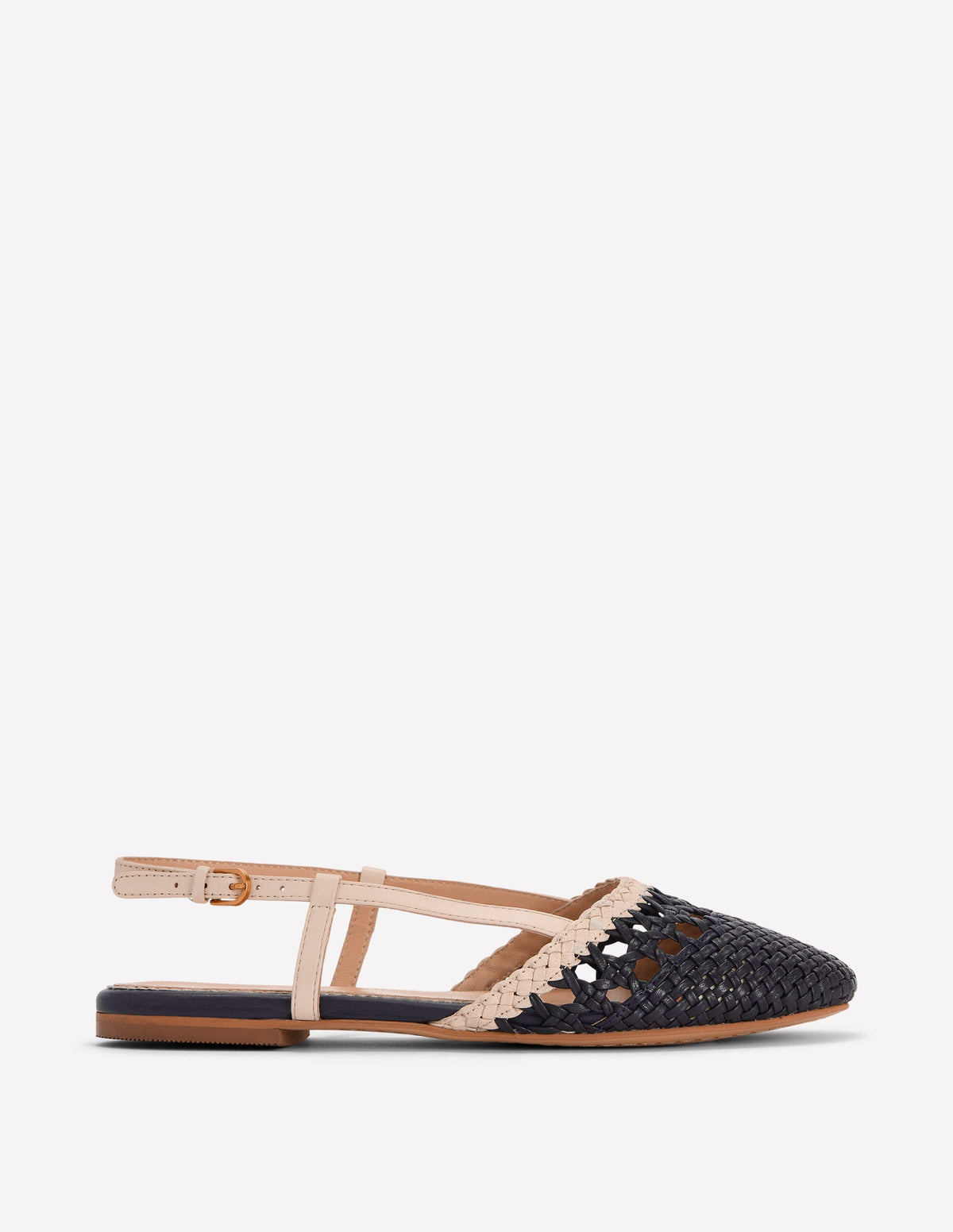 Gewebte Slingback-Ballerinas-Marineblau/Naturweiß-1