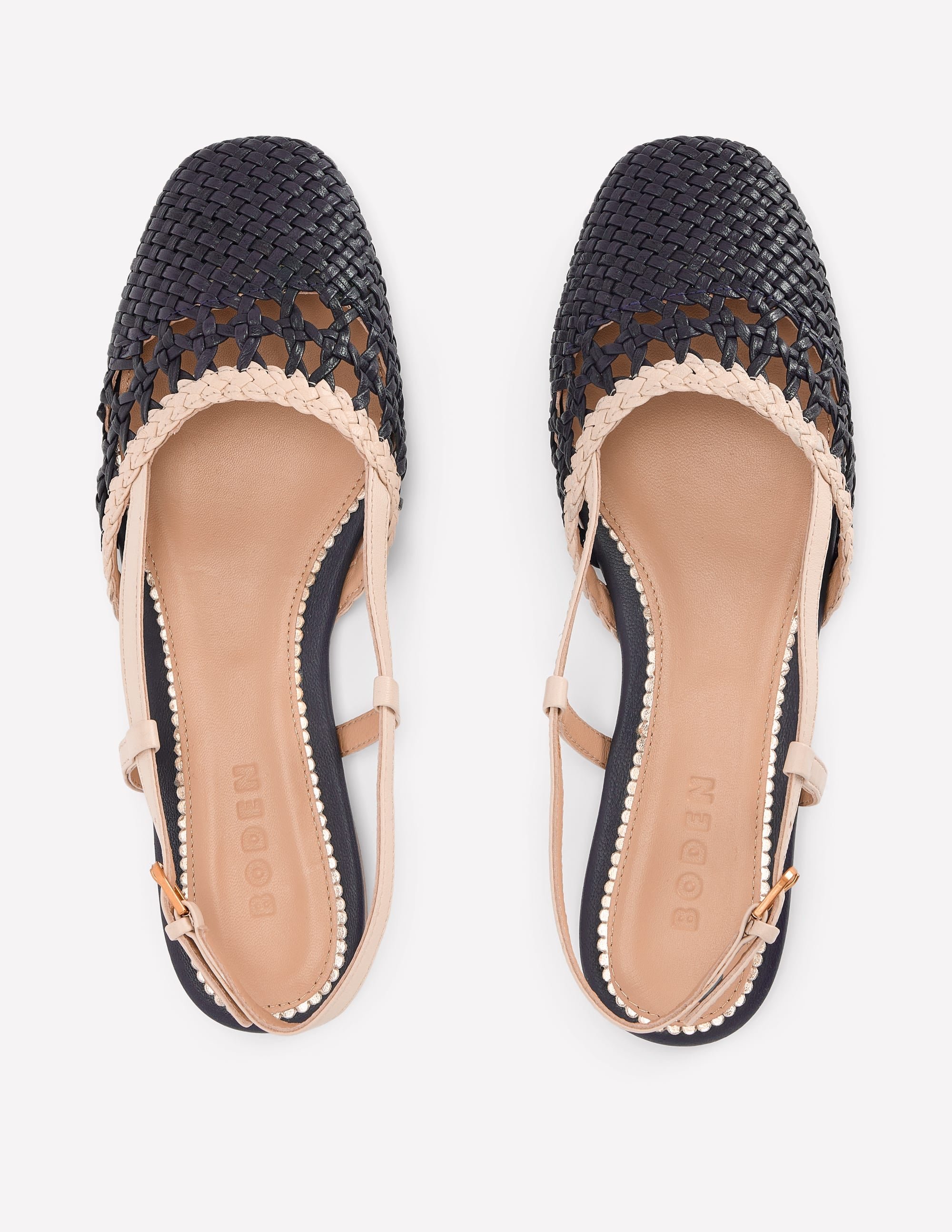 Gewebte Slingback-Ballerinas-Marineblau/Naturweiß - Image 5