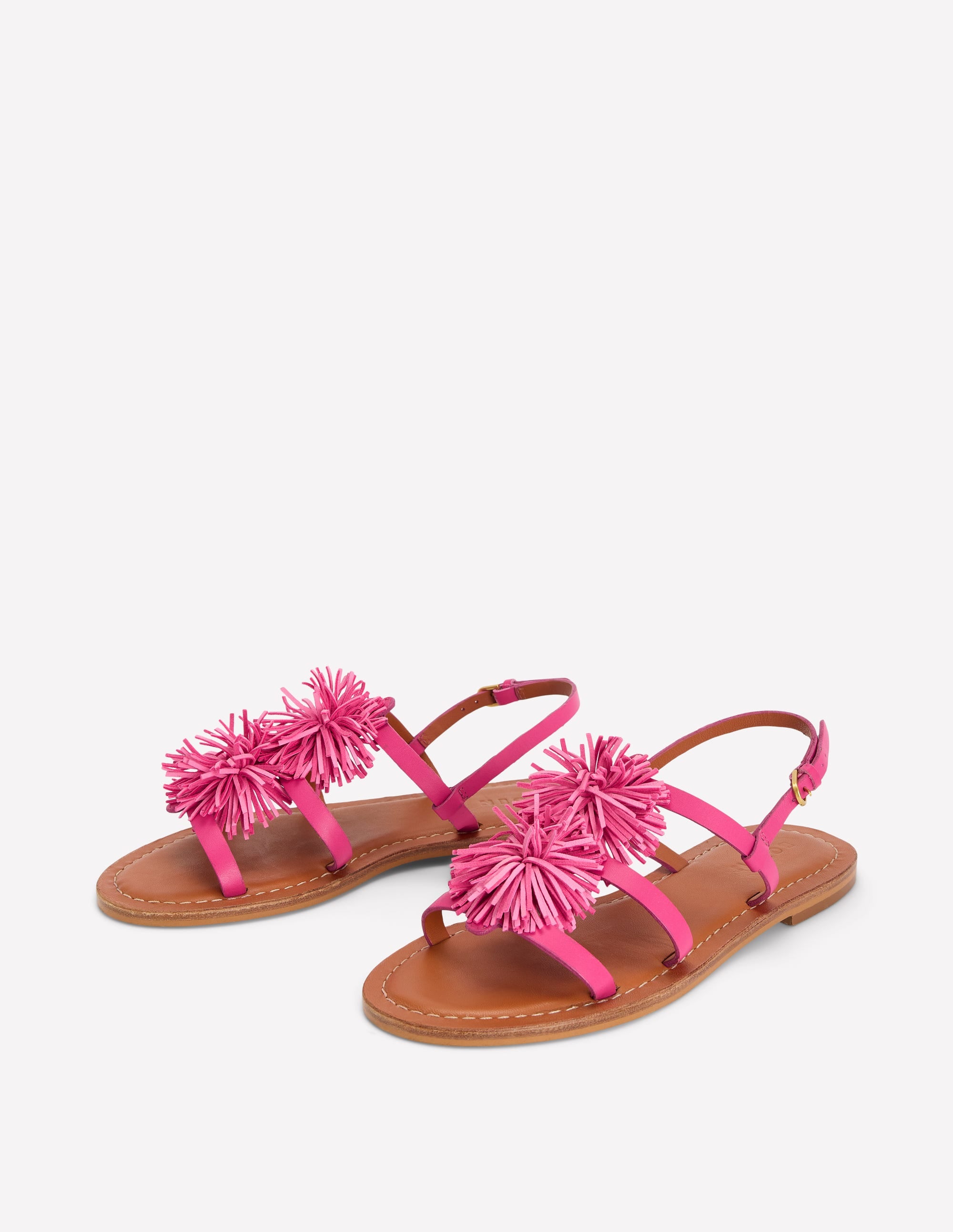 Flache Sandalen mit Bommeln-ROSA - Image 3