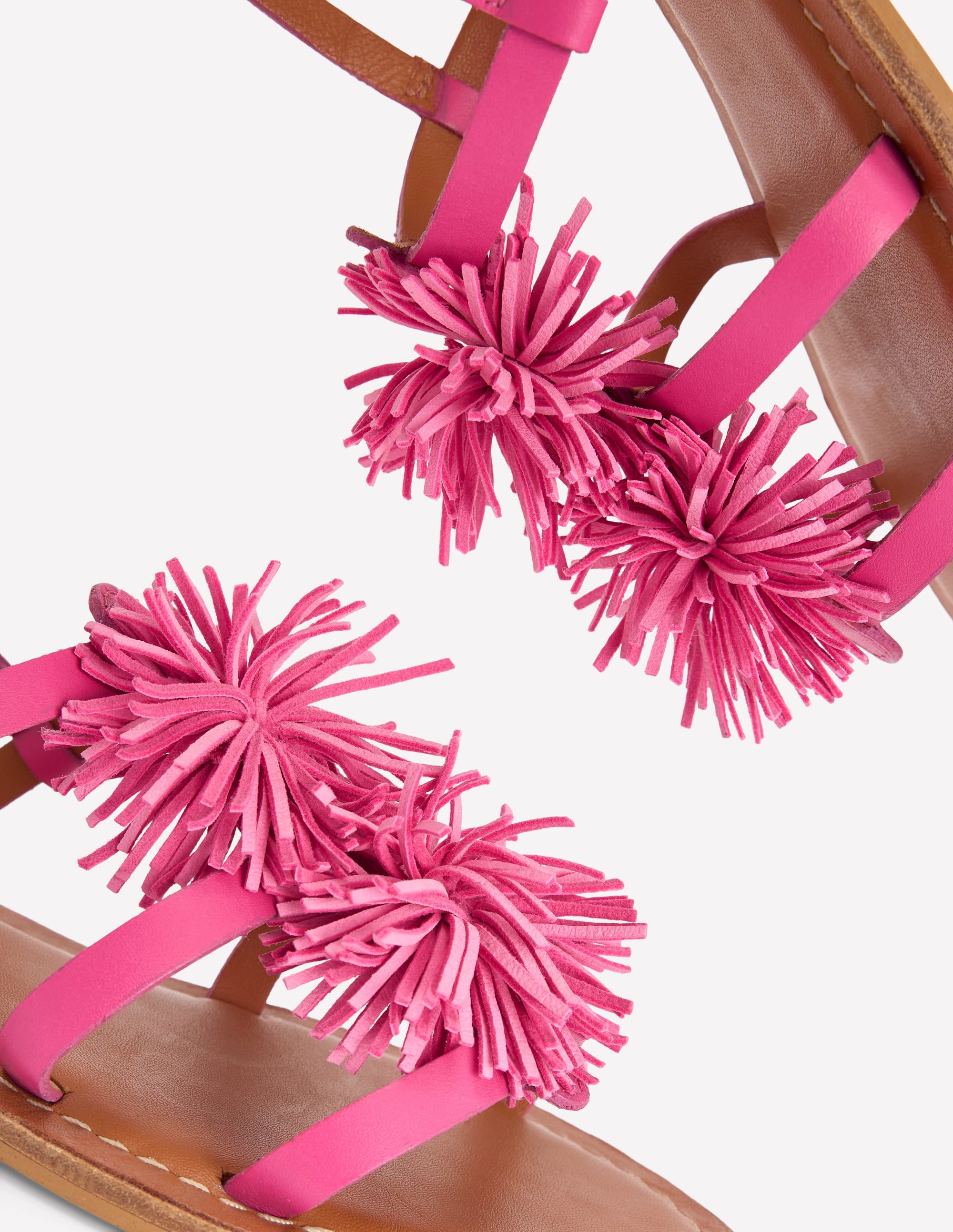 Flache Sandalen mit Bommeln-ROSA - Image 4