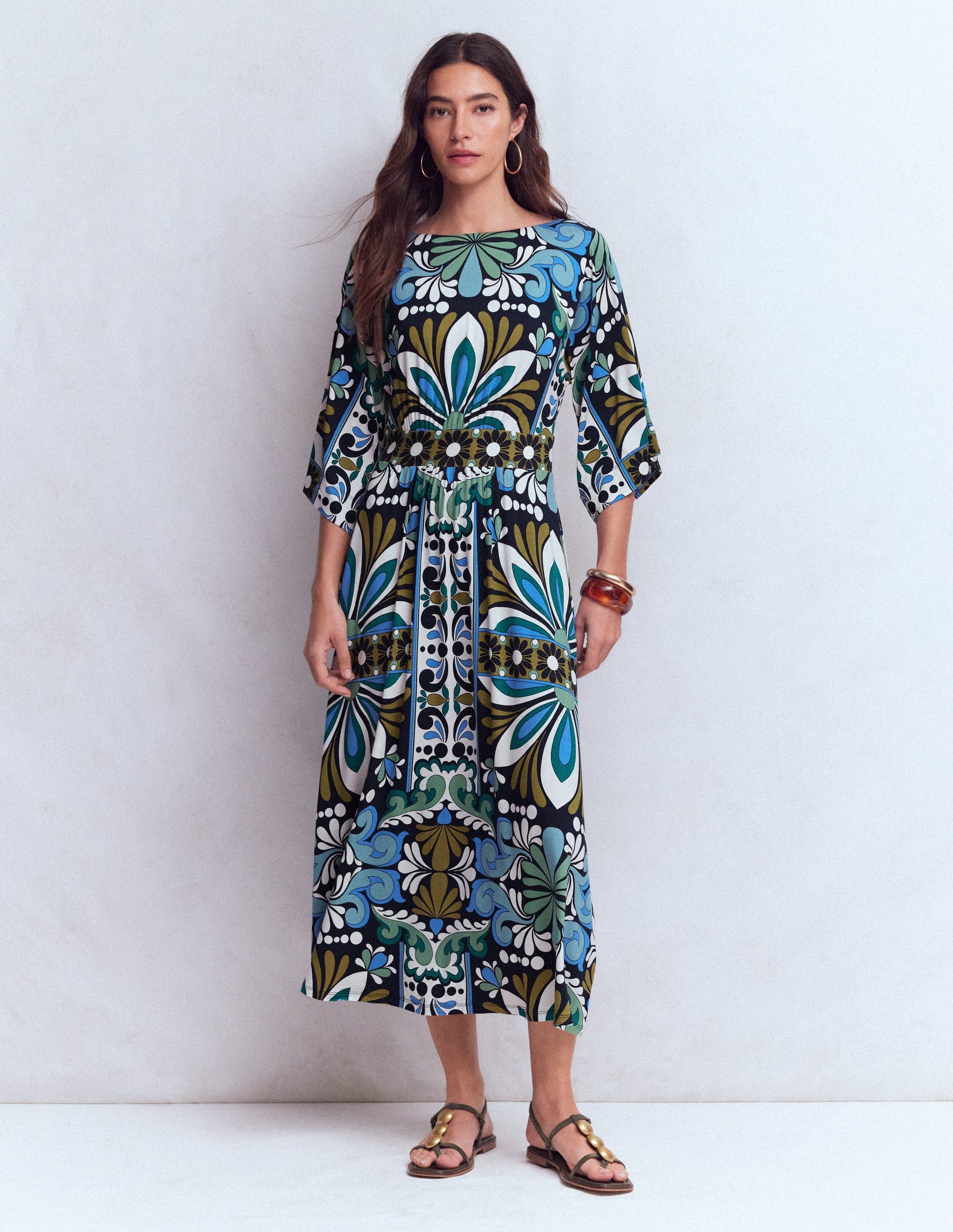 Imelda Jersey-Kimonokleid-Marineblau, Blütengobelin-8