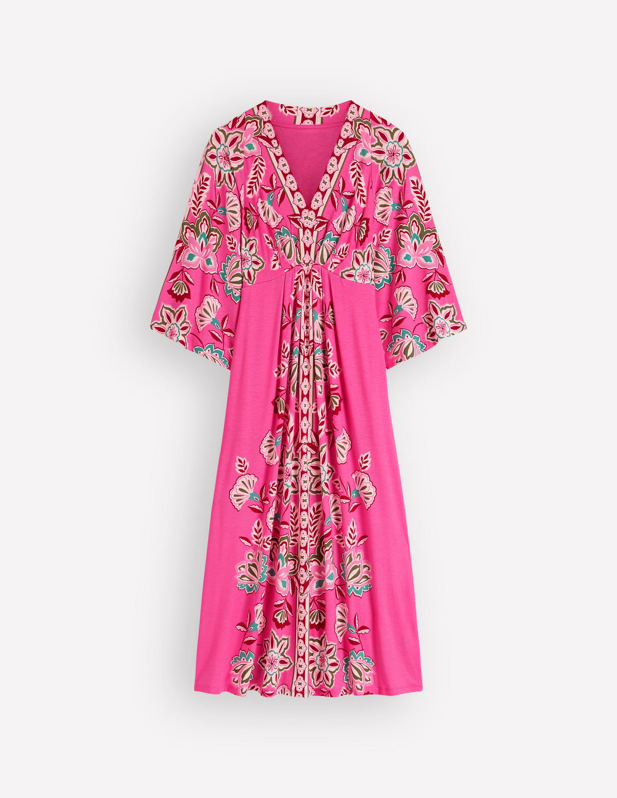 Nell Midi-Kimonokleid aus Jersey-Rosa, Blüten-Eleganz-9