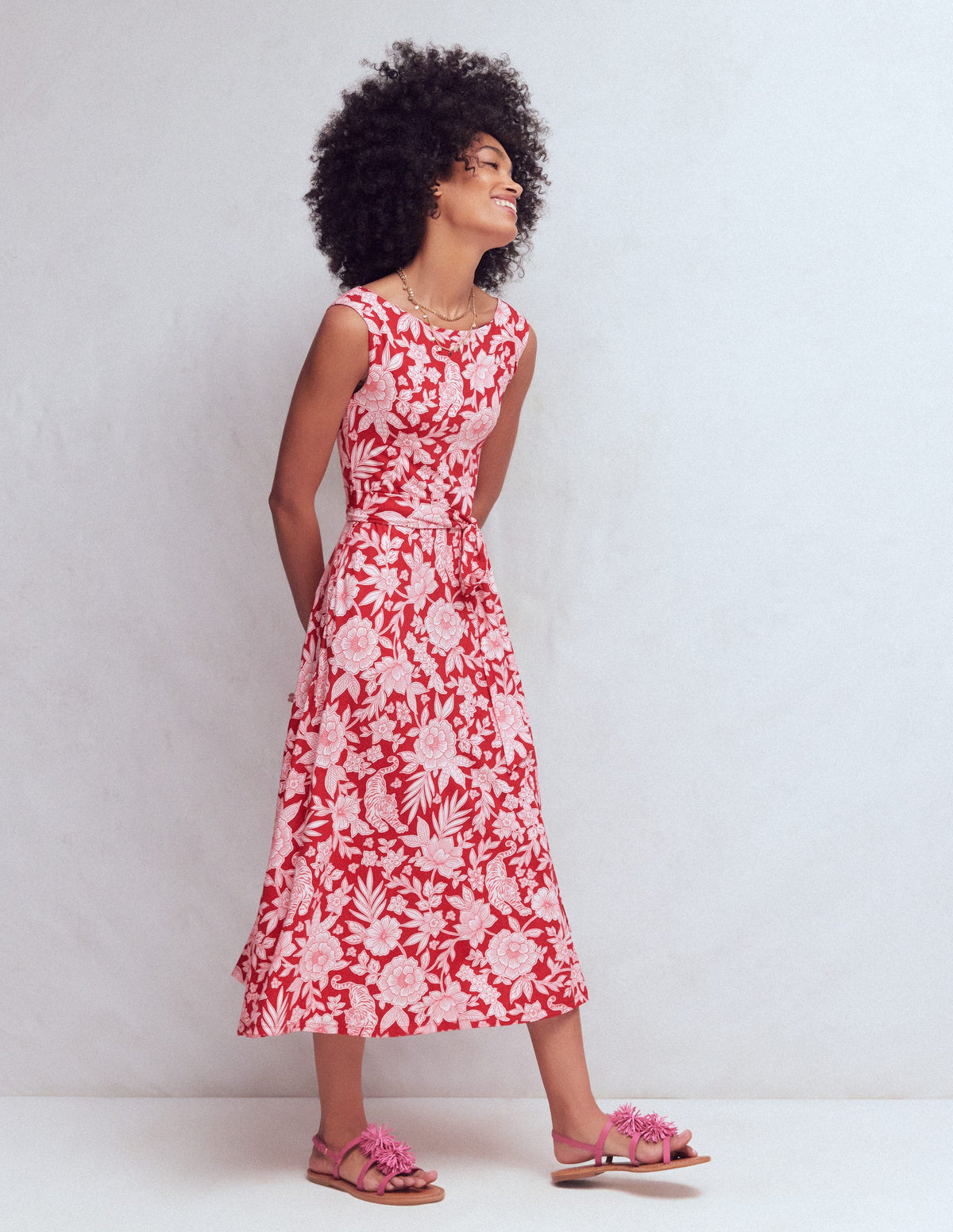 Tamsin Jersey-Midikleid-Intensives Rot, Tigerparadies-4