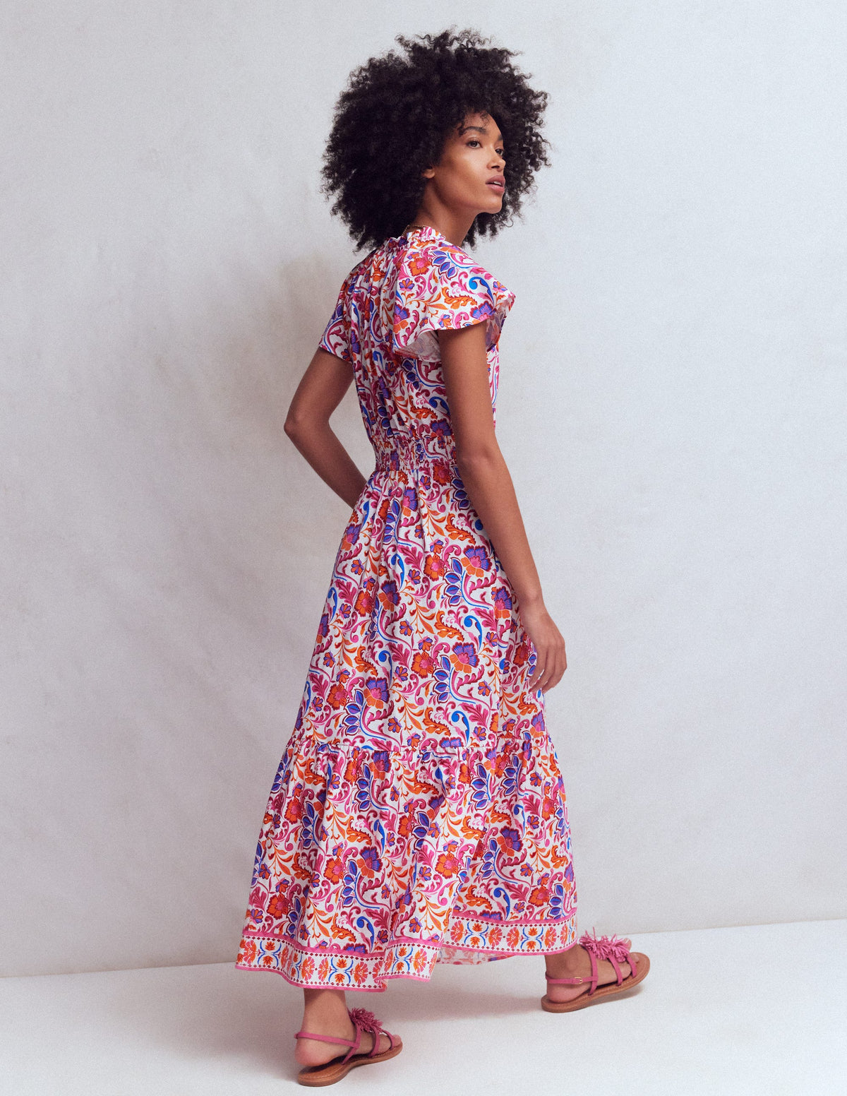 Tala Tiered Jersey Maxi Dress-Pink, Flourishing Meadow - Image 3