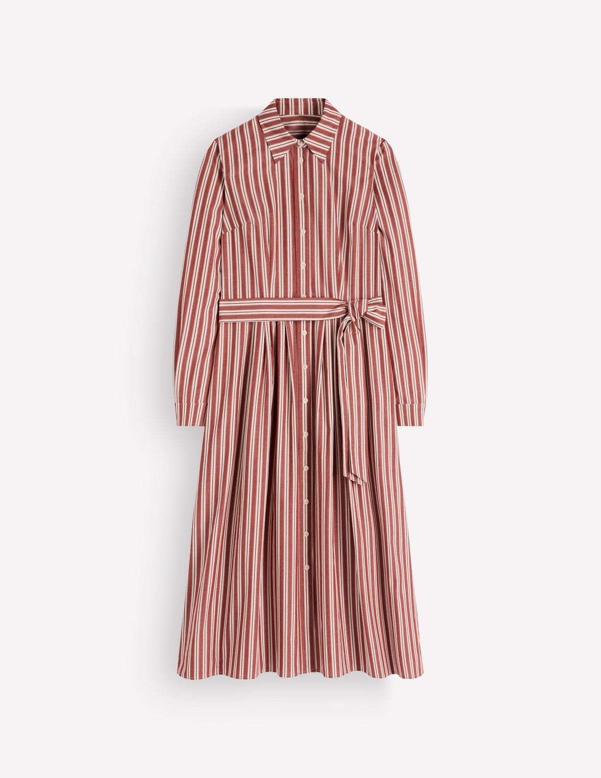 Robe-chemise midi Alexa en coton-Rayé châtaigne profond - Image 6