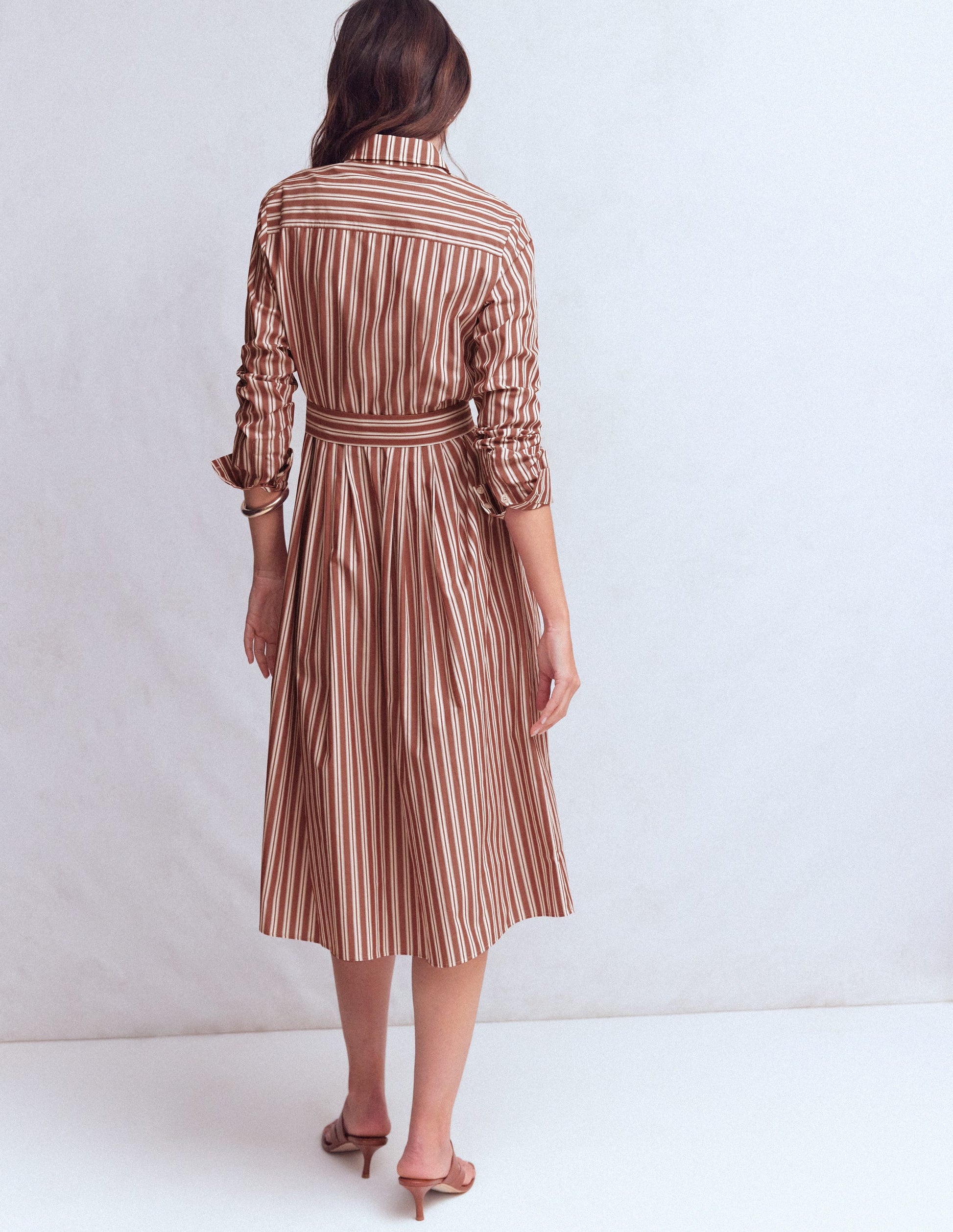 Robe-chemise midi Alexa en coton-Rayé châtaigne profond-3