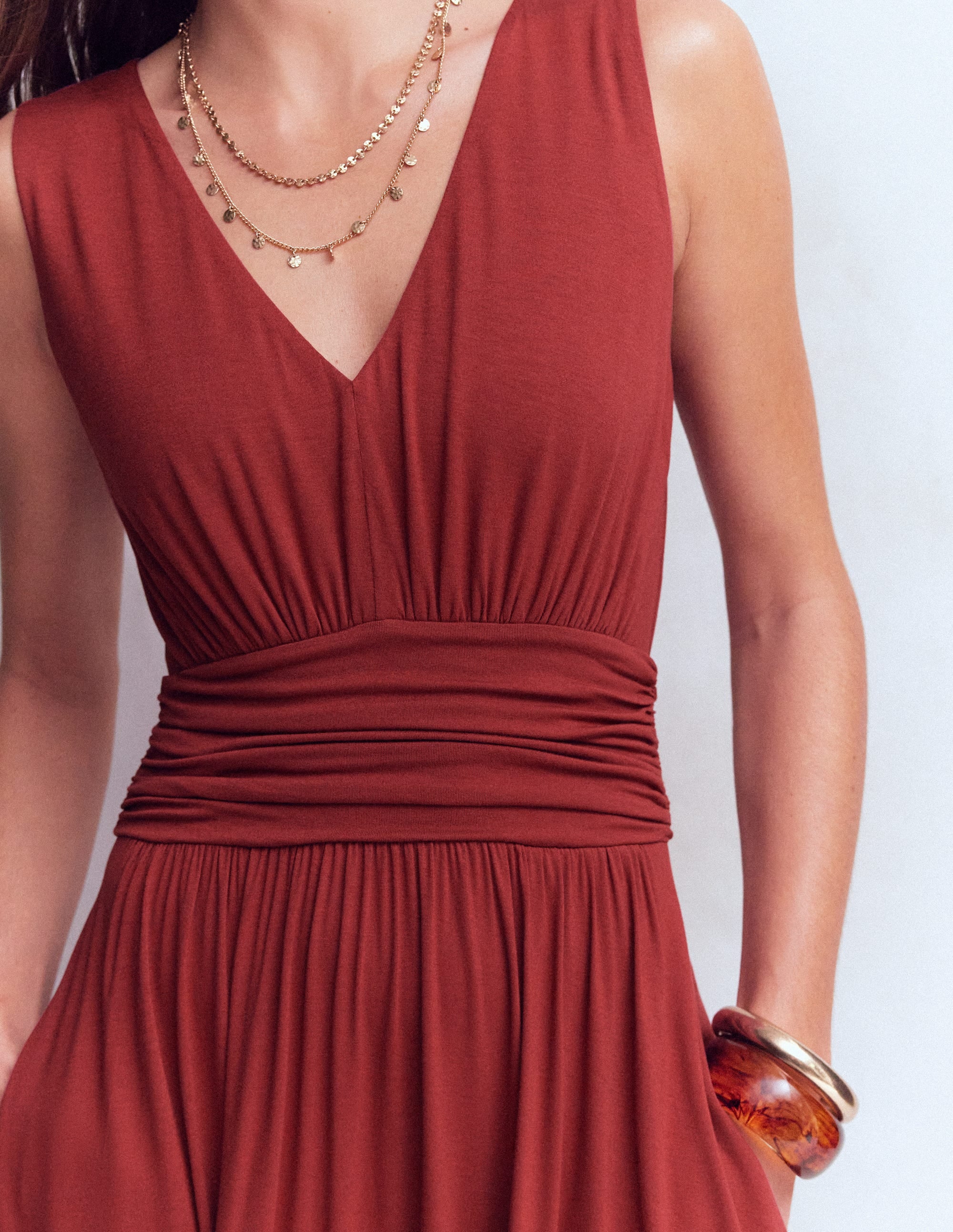 Robe longue Elodie en jersey-Châtaigne profonde - Image 3