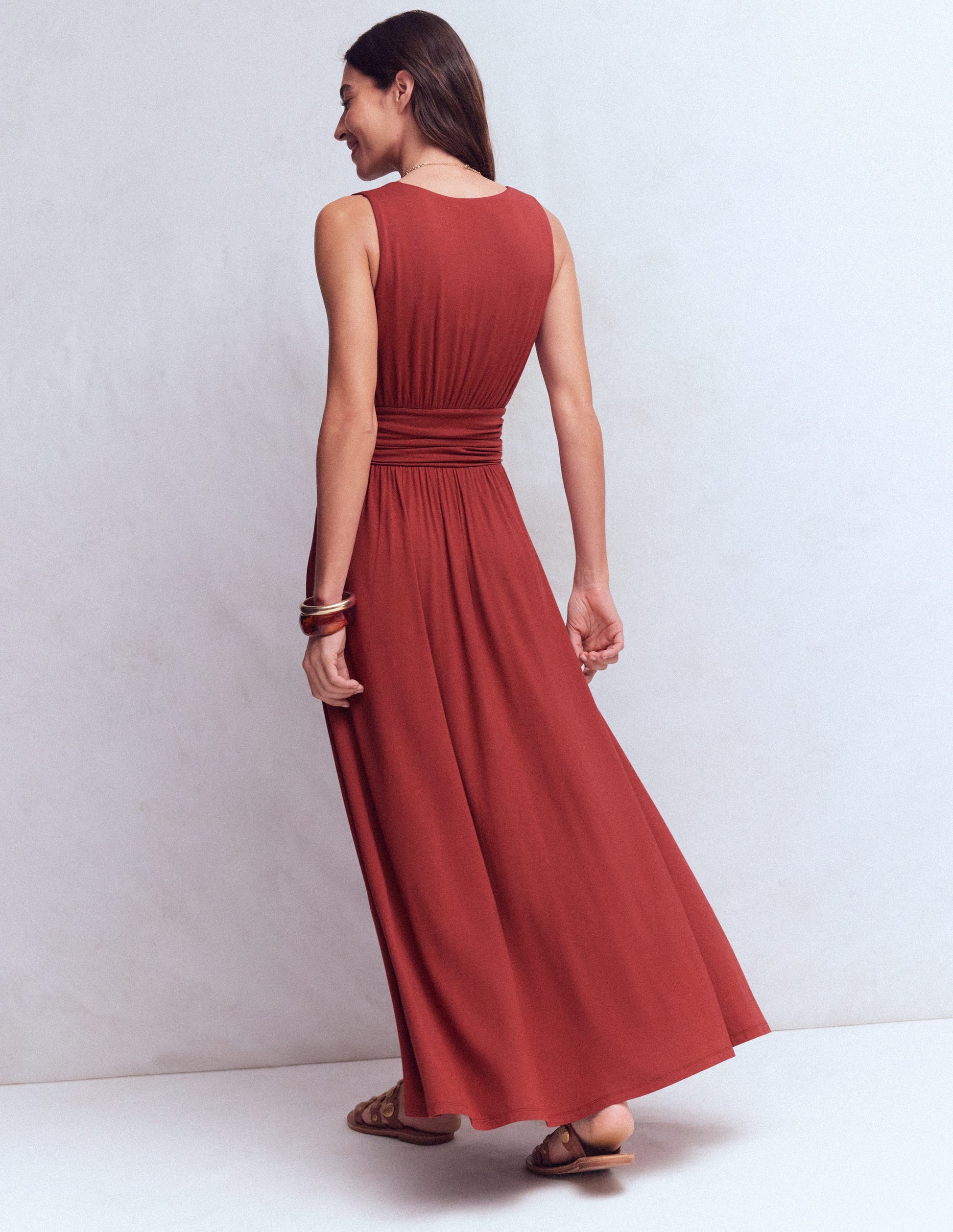Robe longue Elodie en jersey-Châtaigne profonde-4