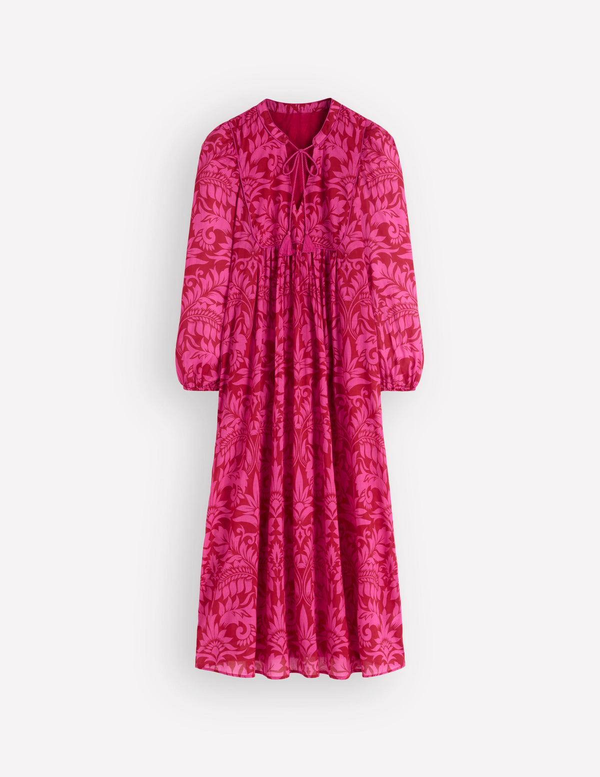Boho-Kaftan mit Bindeband am Ausschnitt-Rot Blütenpracht - Image 5