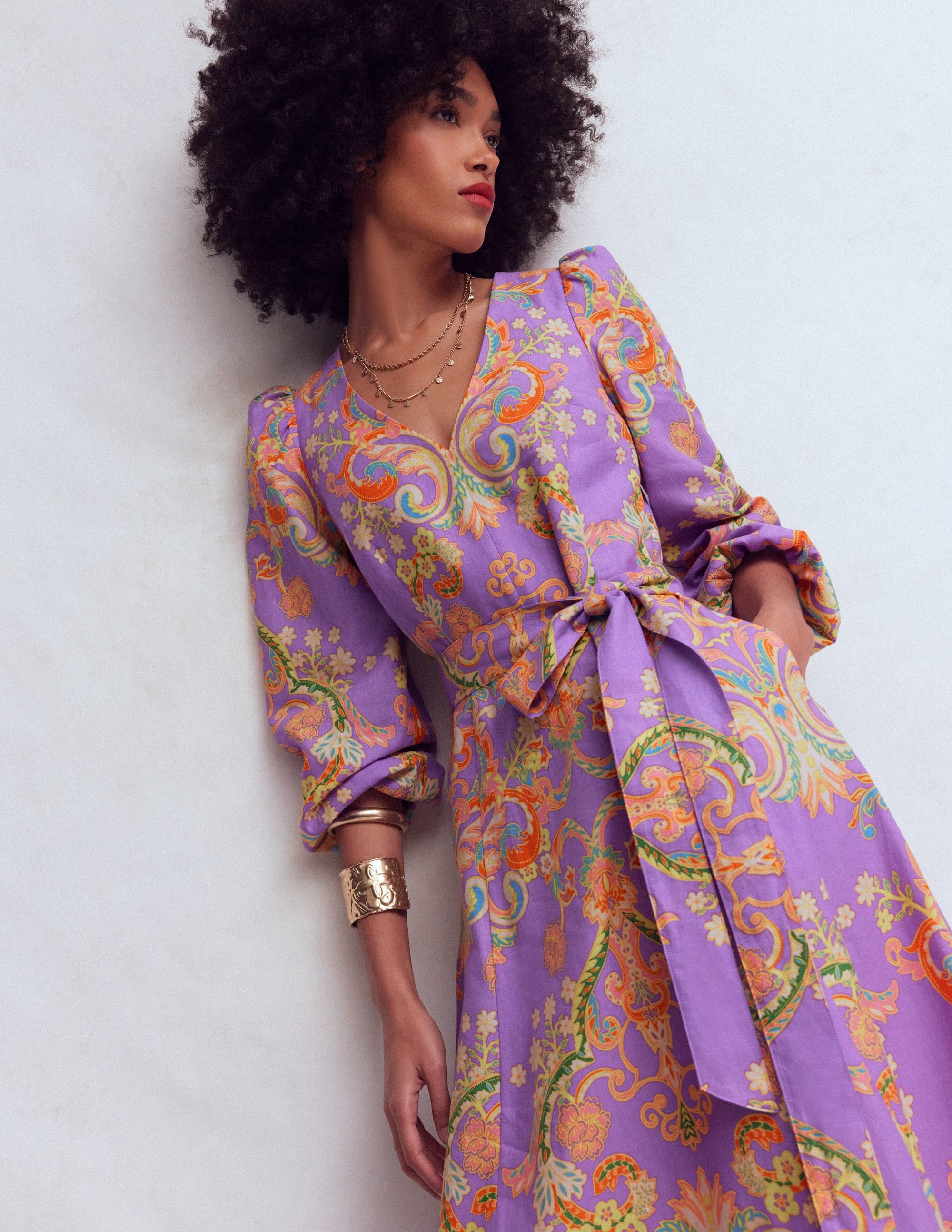 Robe Florence en lin mélangé-Motif Enchanting Bouquet multi - Image 2