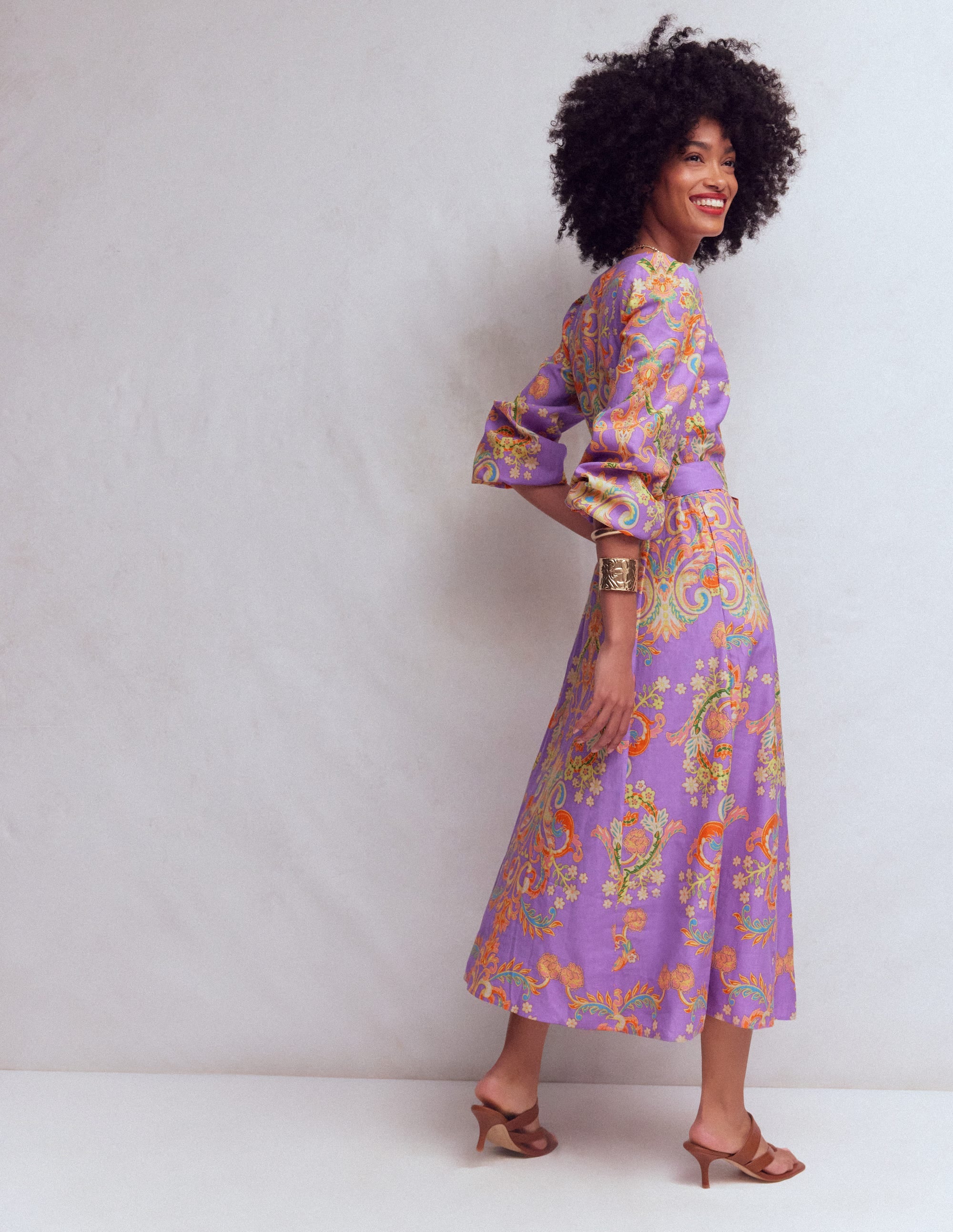 Robe Florence en lin mélangé-Motif Enchanting Bouquet multi - Image 3