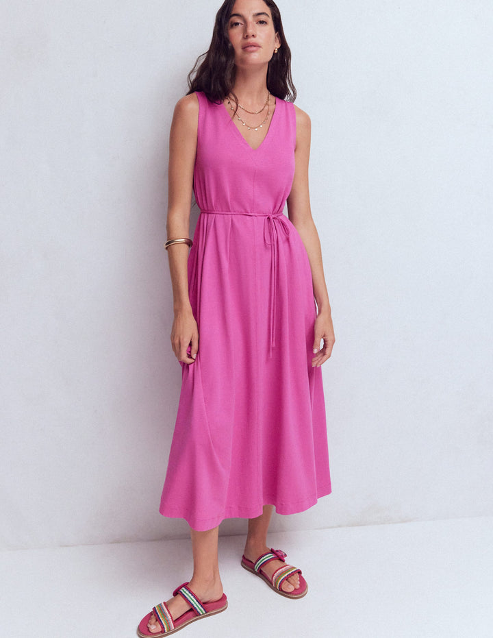 Mia Jersey-Midikleid mit V-Ausschnitt-Passionsblume
