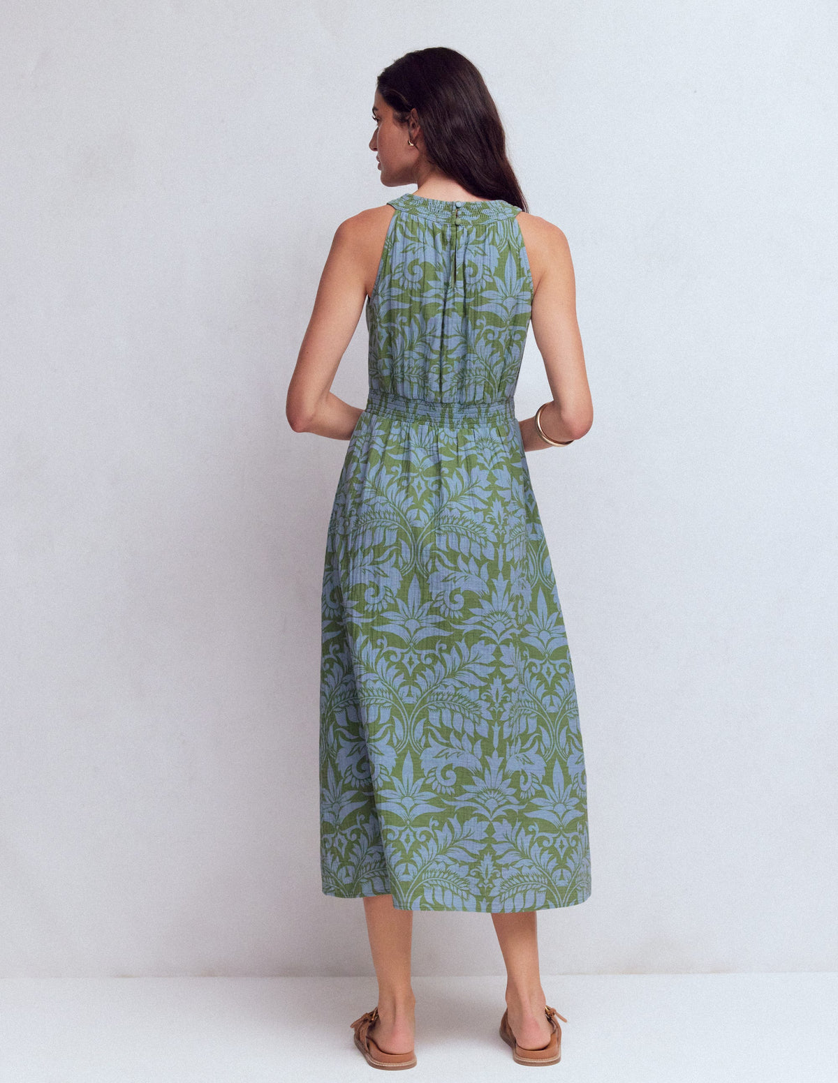 Robe Daphne double-étoffe-Motif Ornamental Foliage vert - Image 3