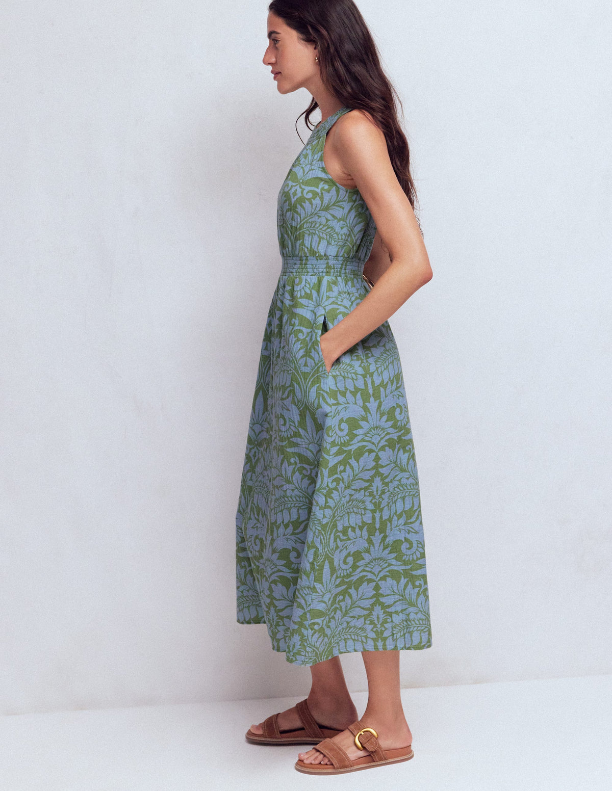 Robe Daphne double-étoffe-Motif Ornamental Foliage vert - Image 5