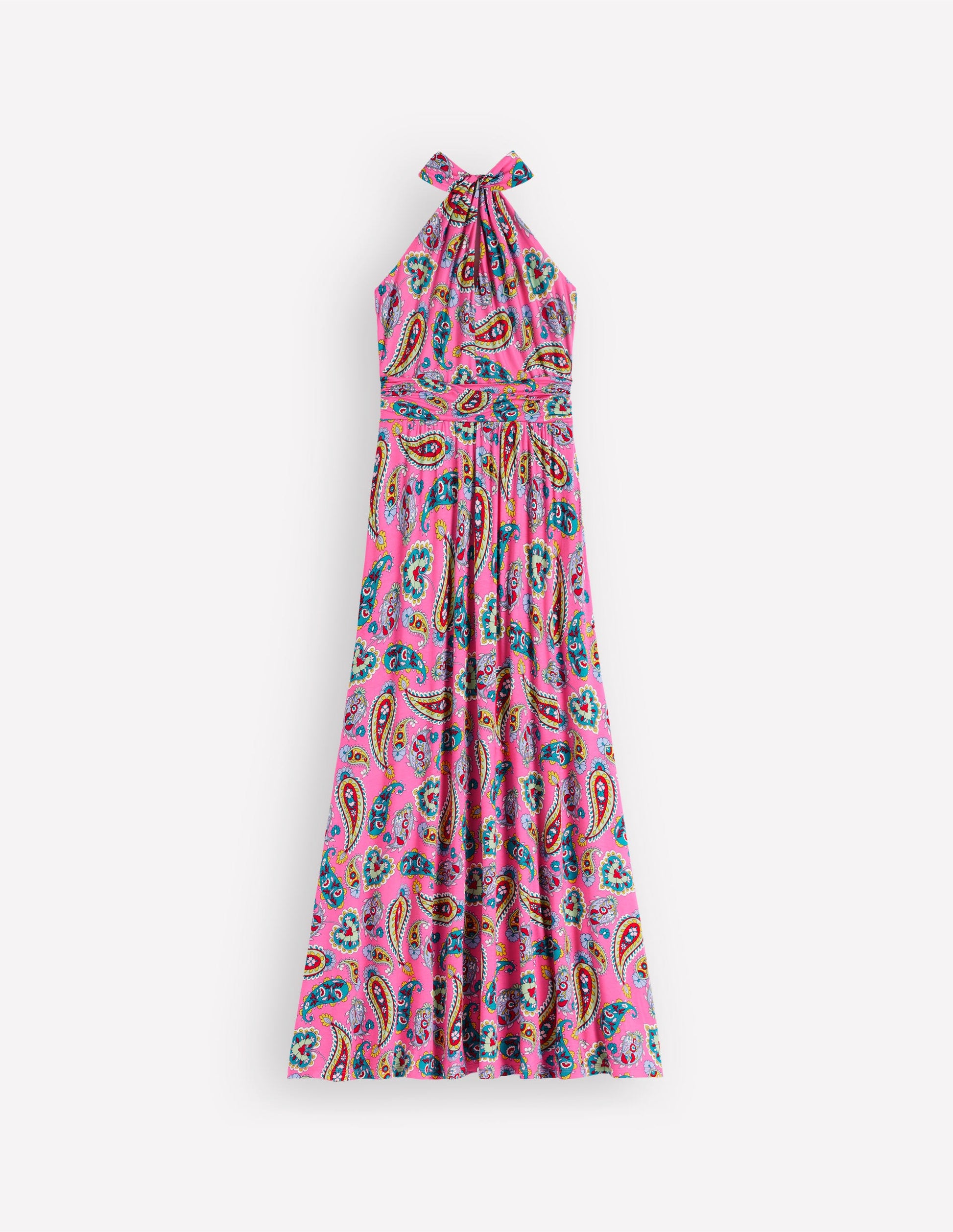 Sydney Jerseykleid mit gedrehtem Ausschnitt-Kräftiges Rosa, Strahlendes Paisleymuster-7