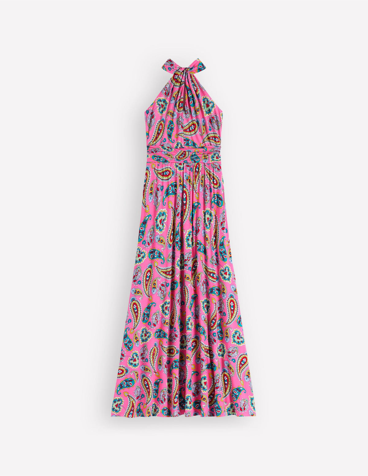 Sydney Jerseykleid mit gedrehtem Ausschnitt-Kräftiges Rosa, Strahlendes Paisleymuster - Image 7