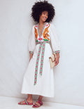 Robe Octavia en lin mélangé-Broderie tigre