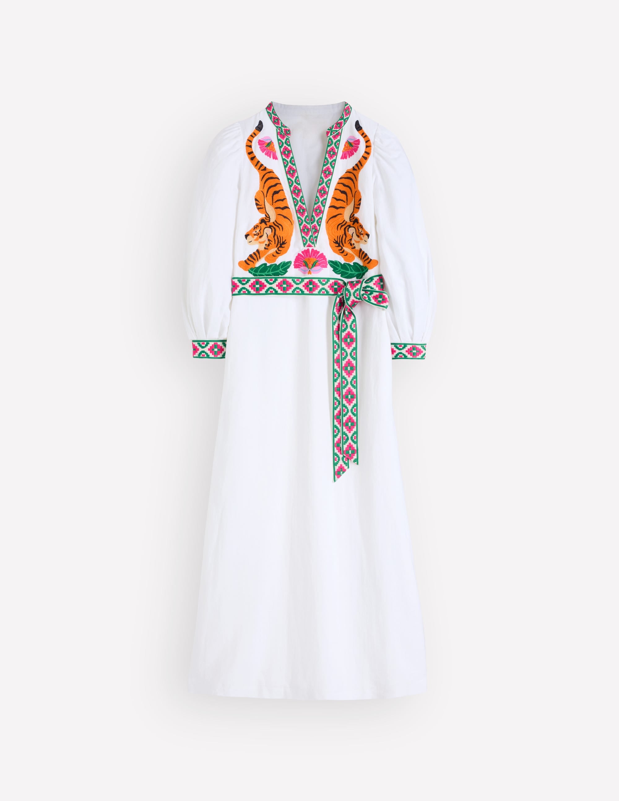 Robe Octavia en lin mélangé-Broderie tigre - Image 6