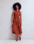 Belinda Hemdblusenkleid aus Leinen-Braun-Orange