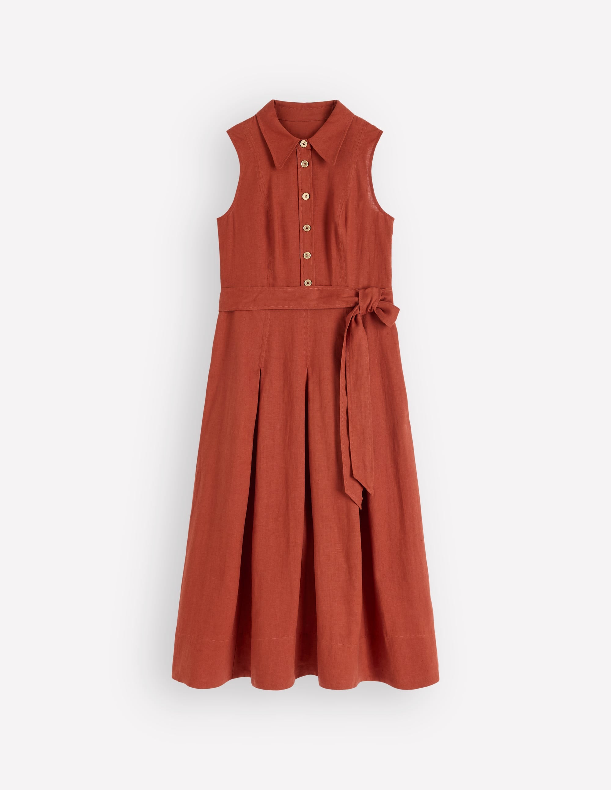 Belinda Hemdblusenkleid aus Leinen-Braun-Orange - Image 6
