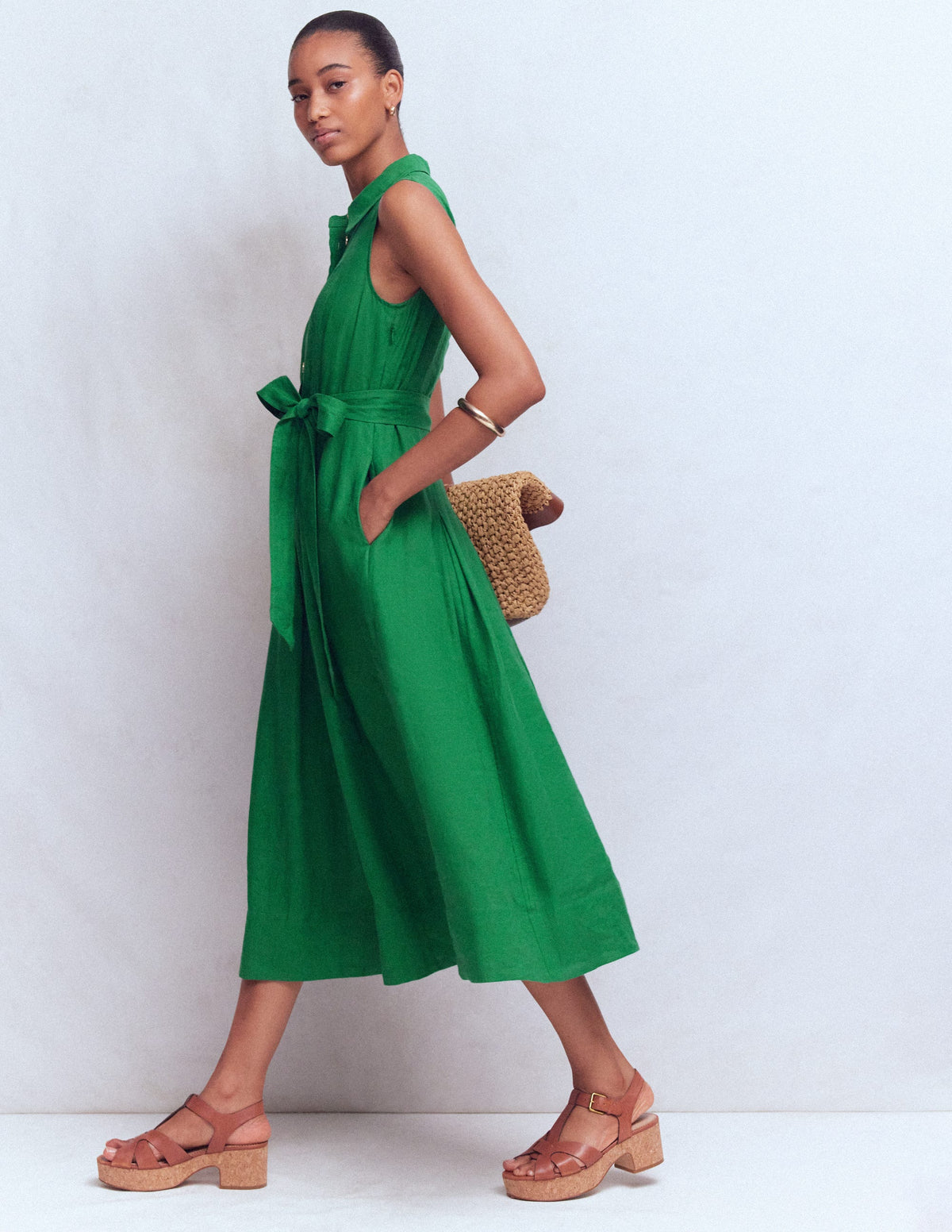 Belinda Hemdblusenkleid aus Leinen-Frisches Grün - Image 4