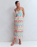 Robe en lin à taille empire et broderie anglaise-Broderie anglaise multi