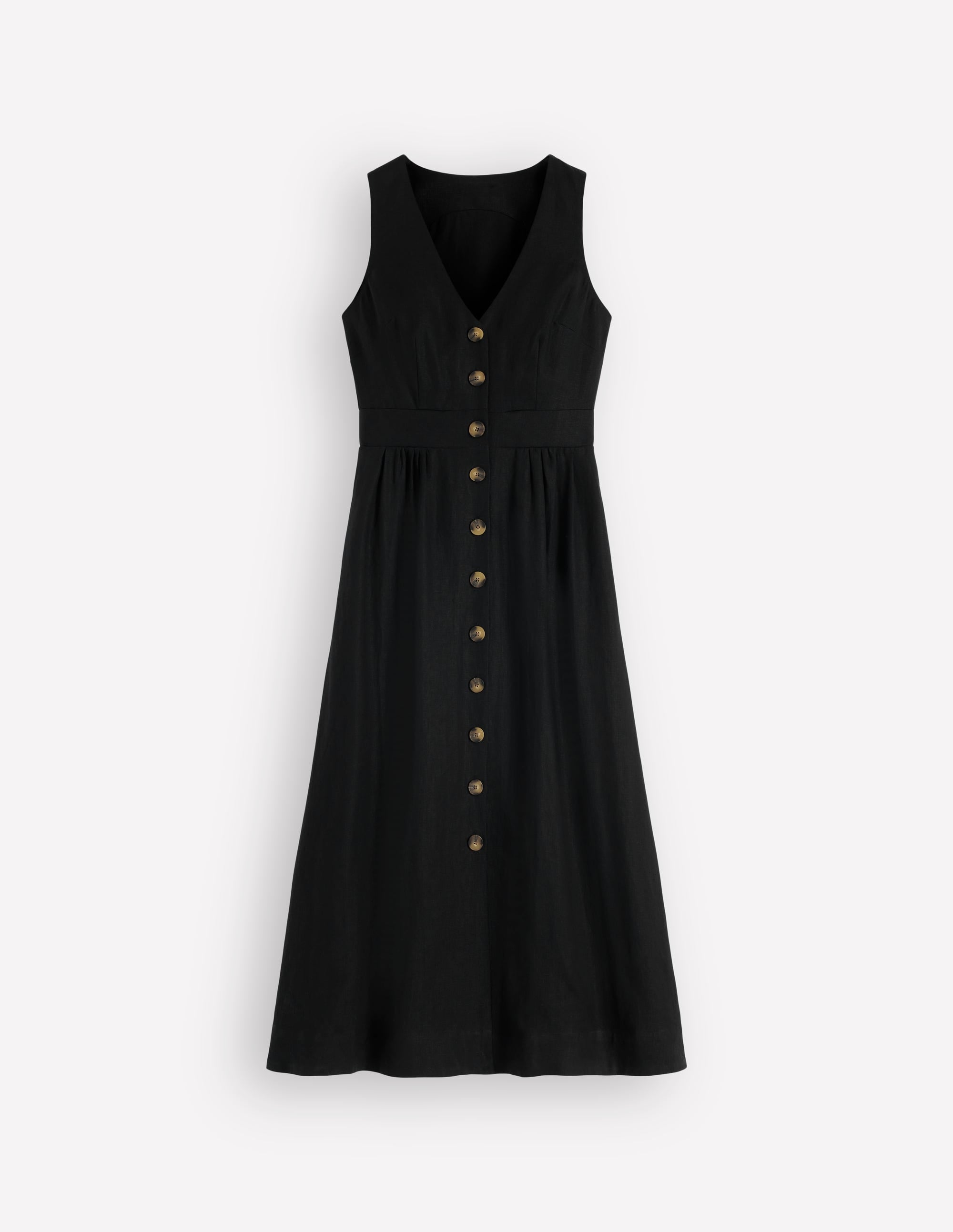 Robe Catherine boutonnée en lin-Noir - Image 6