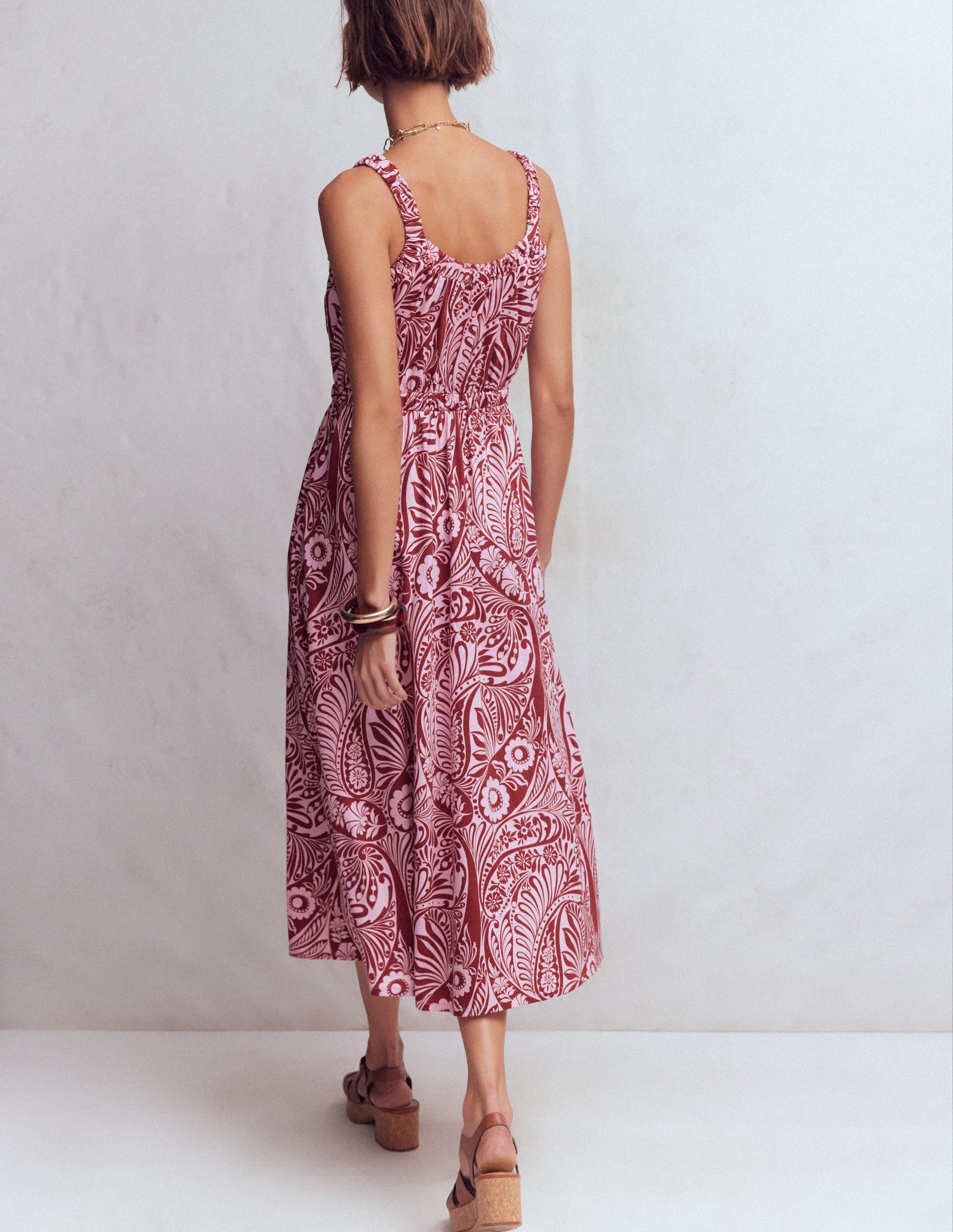 Robe col U en jersey-Rose, motif Enchanted Paisley - Image 3
