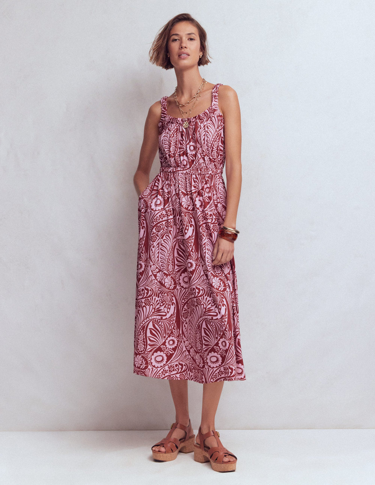 Robe col U en jersey-Rose, motif Enchanted Paisley - Image 4