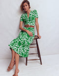 Naomi Jersey-Midikleid-Smaragdgrün, Blühende Wiese