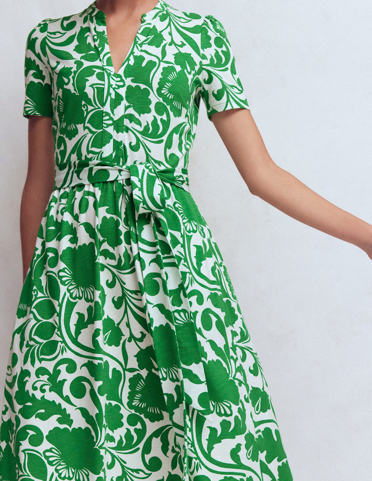 Naomi Jersey-Midikleid-Smaragdgrün, Blühende Wiese-2