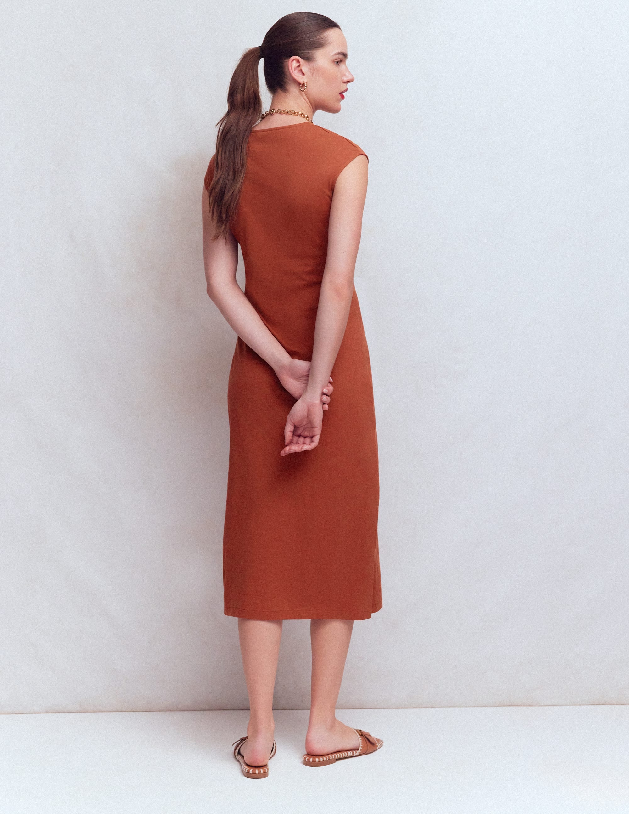 Robe midi Delilah torsadée-Orange brûlé - Image 3