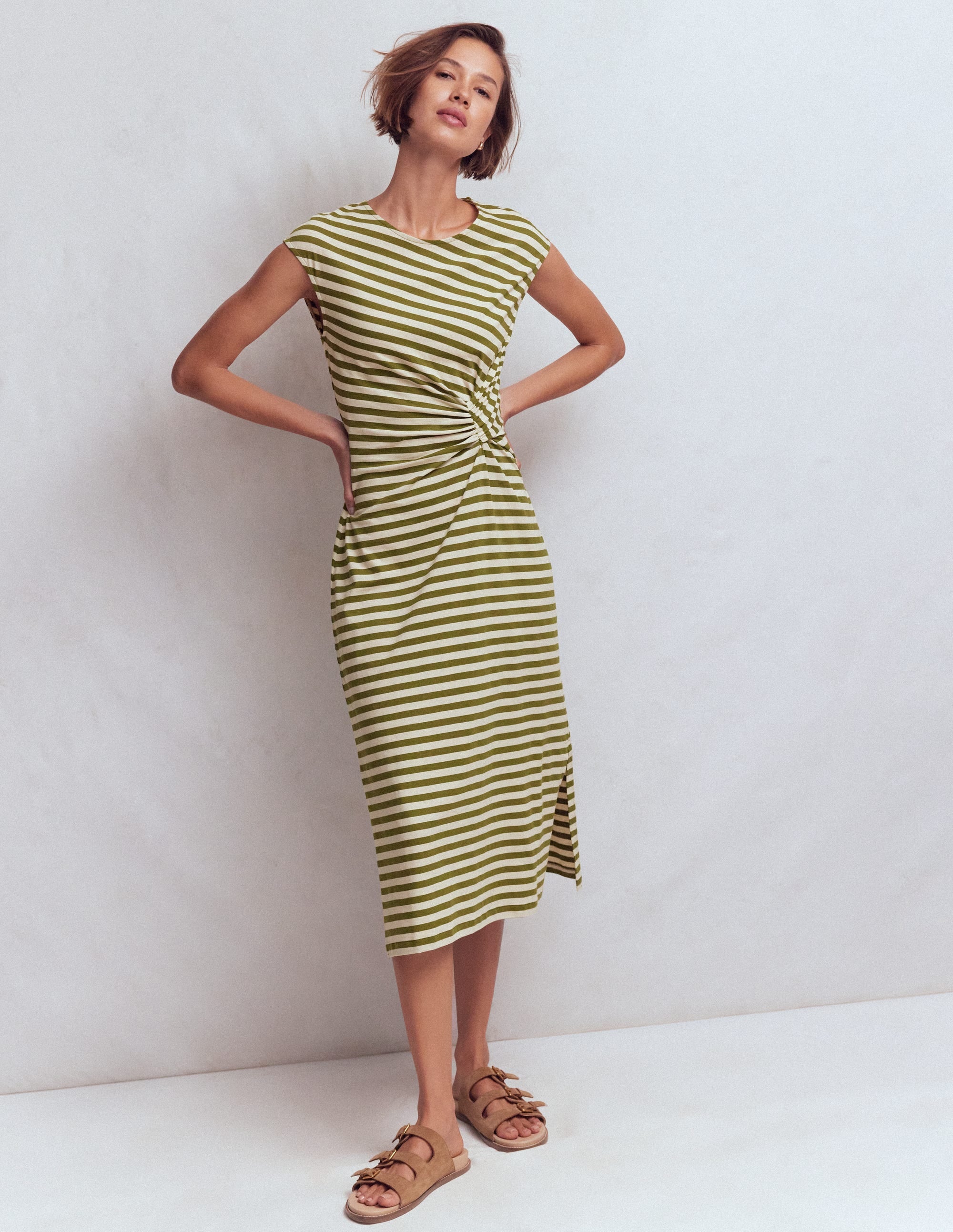 Robe midi Delilah torsadée-À Rayures - Image 4