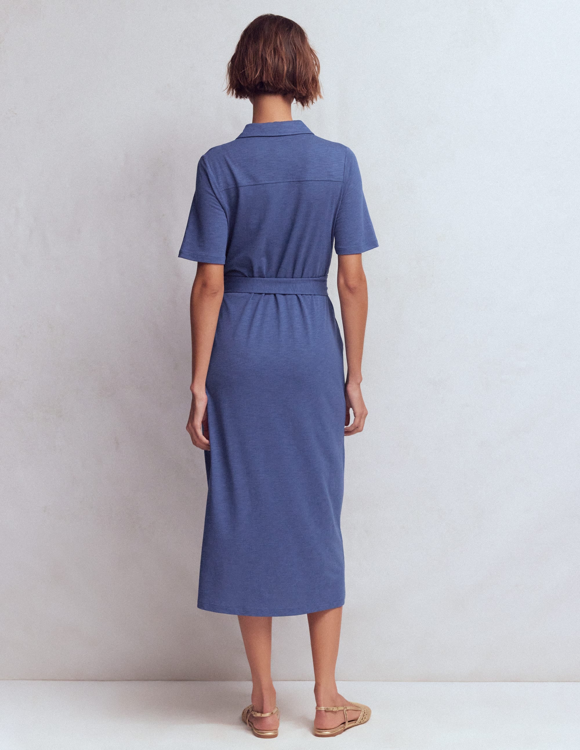 Mavis Midi-Hemdblusenkleid aus Jersey-Denim-Blau - Image 7