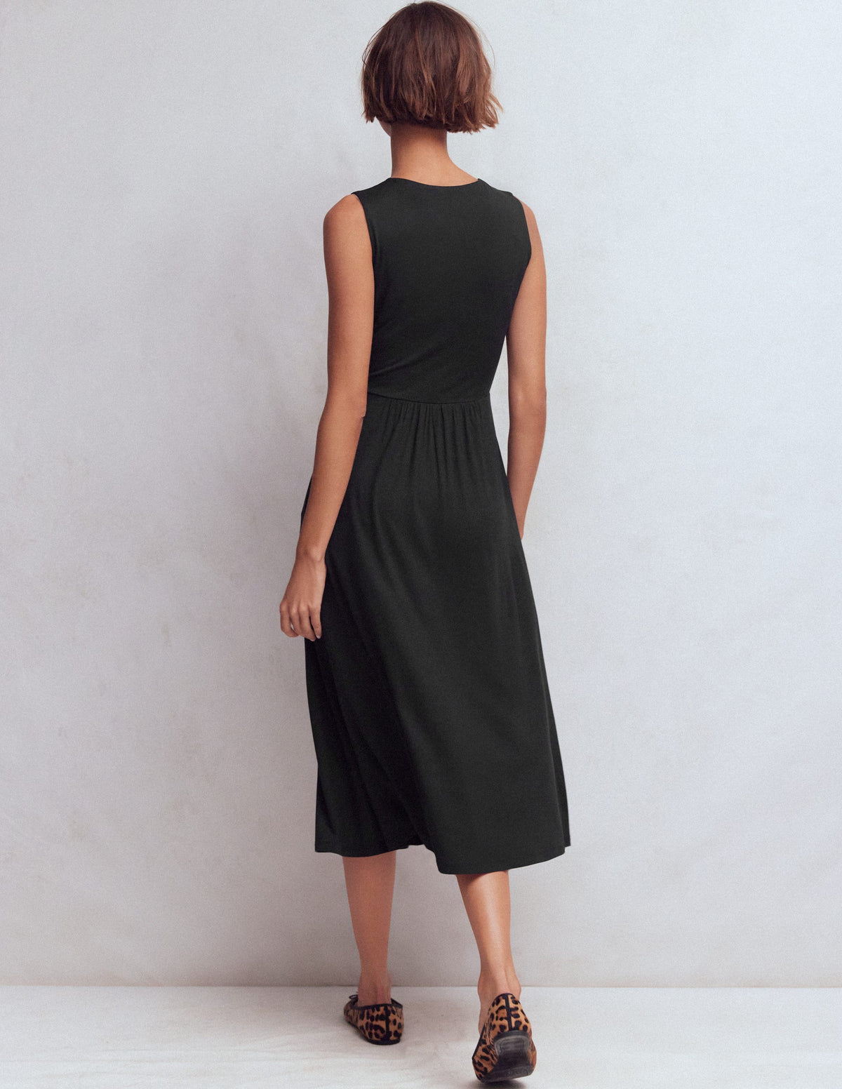 Robe Zara à taille croisée en jersey-Noir - Image 3