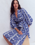 Robe Octavia en coton-Broderie bleue ivoire