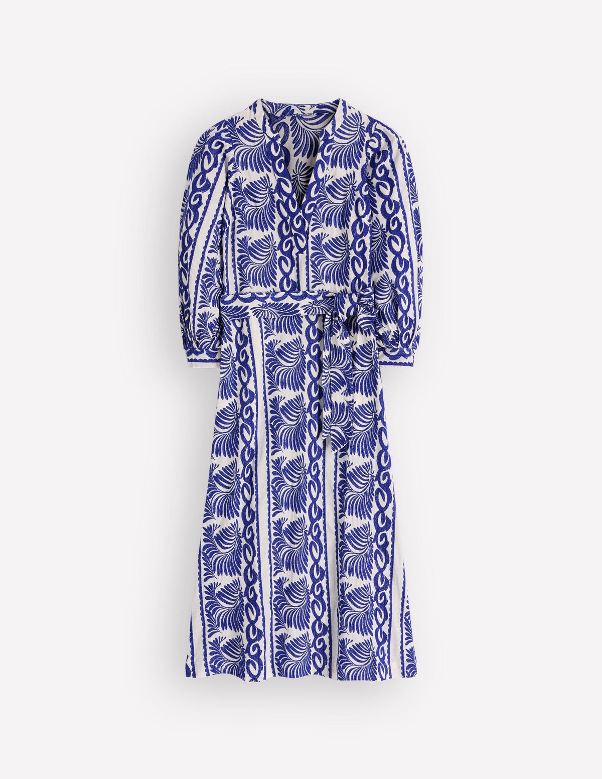 Robe Octavia en coton-Broderie bleue ivoire-7