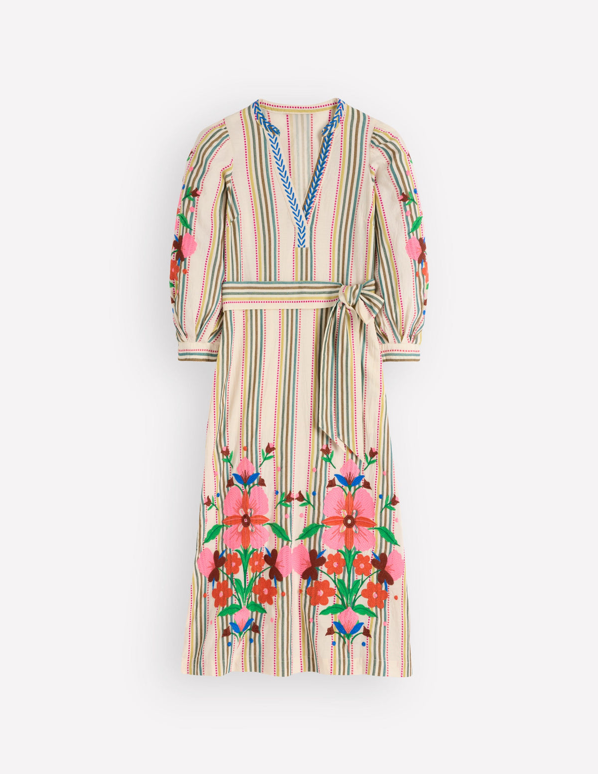 Robe Octavia en coton-Rayé multi broderie-7