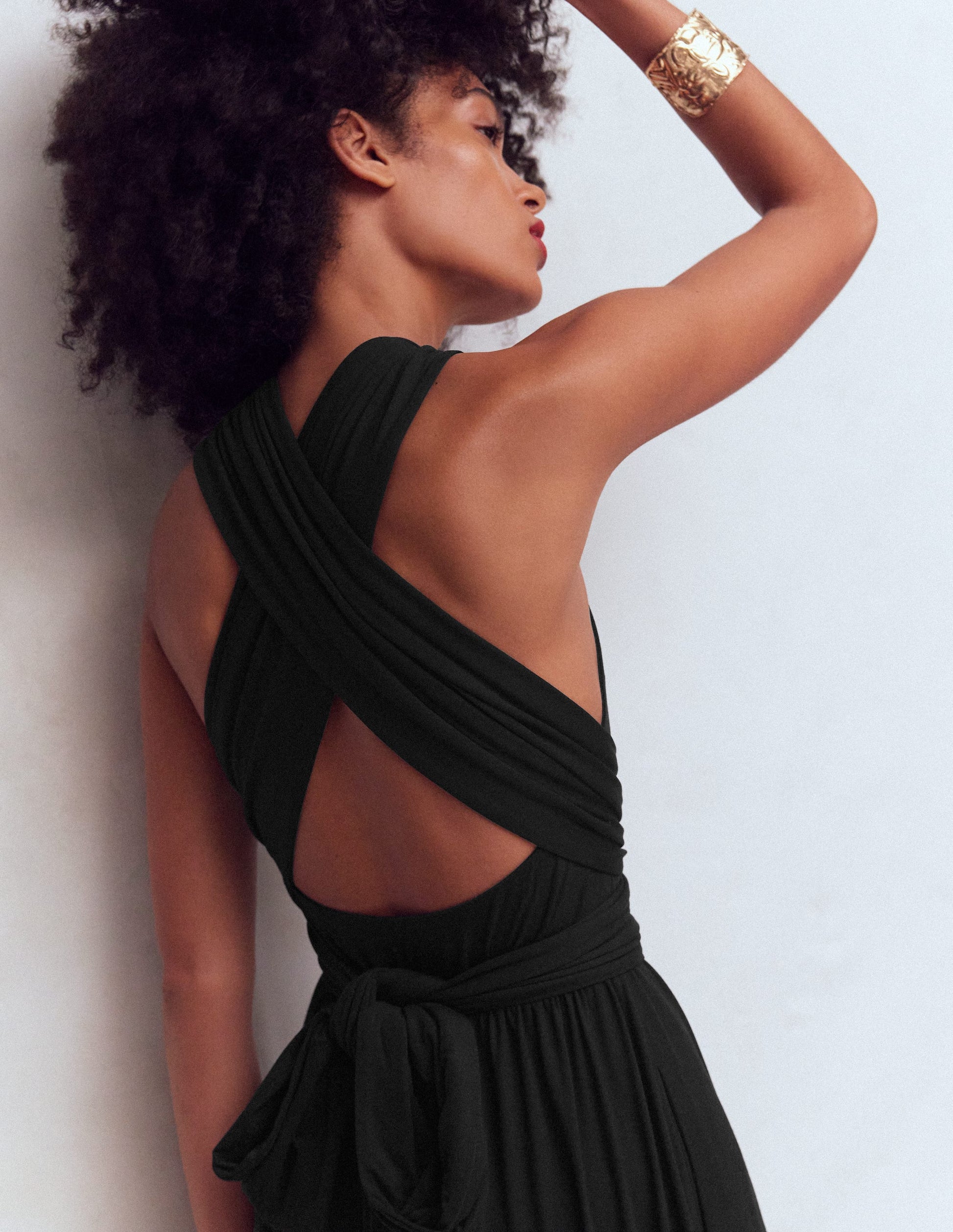 Robe longue multipositions en jersey-Noir-2