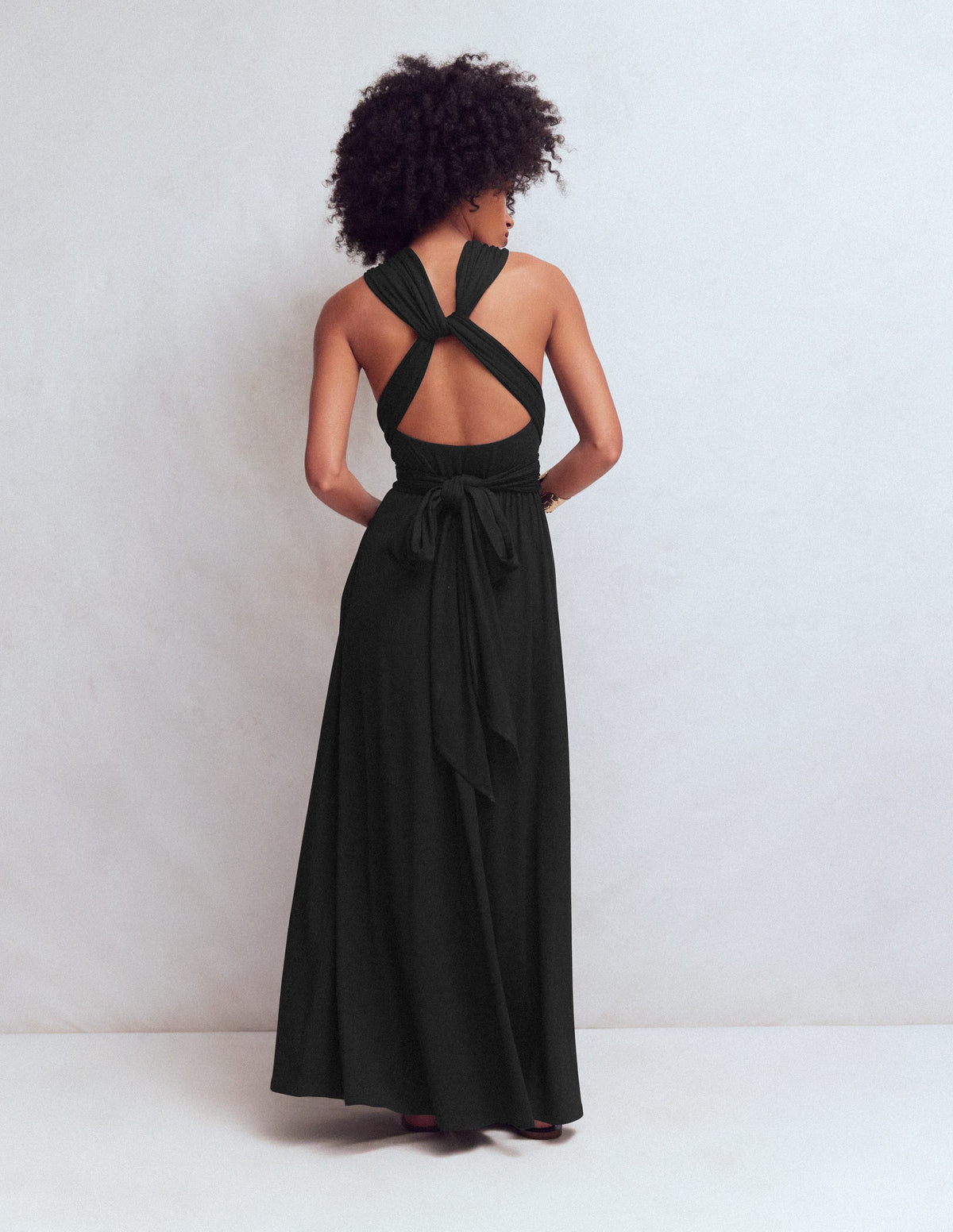Robe longue multipositions en jersey-Noir - Image 3