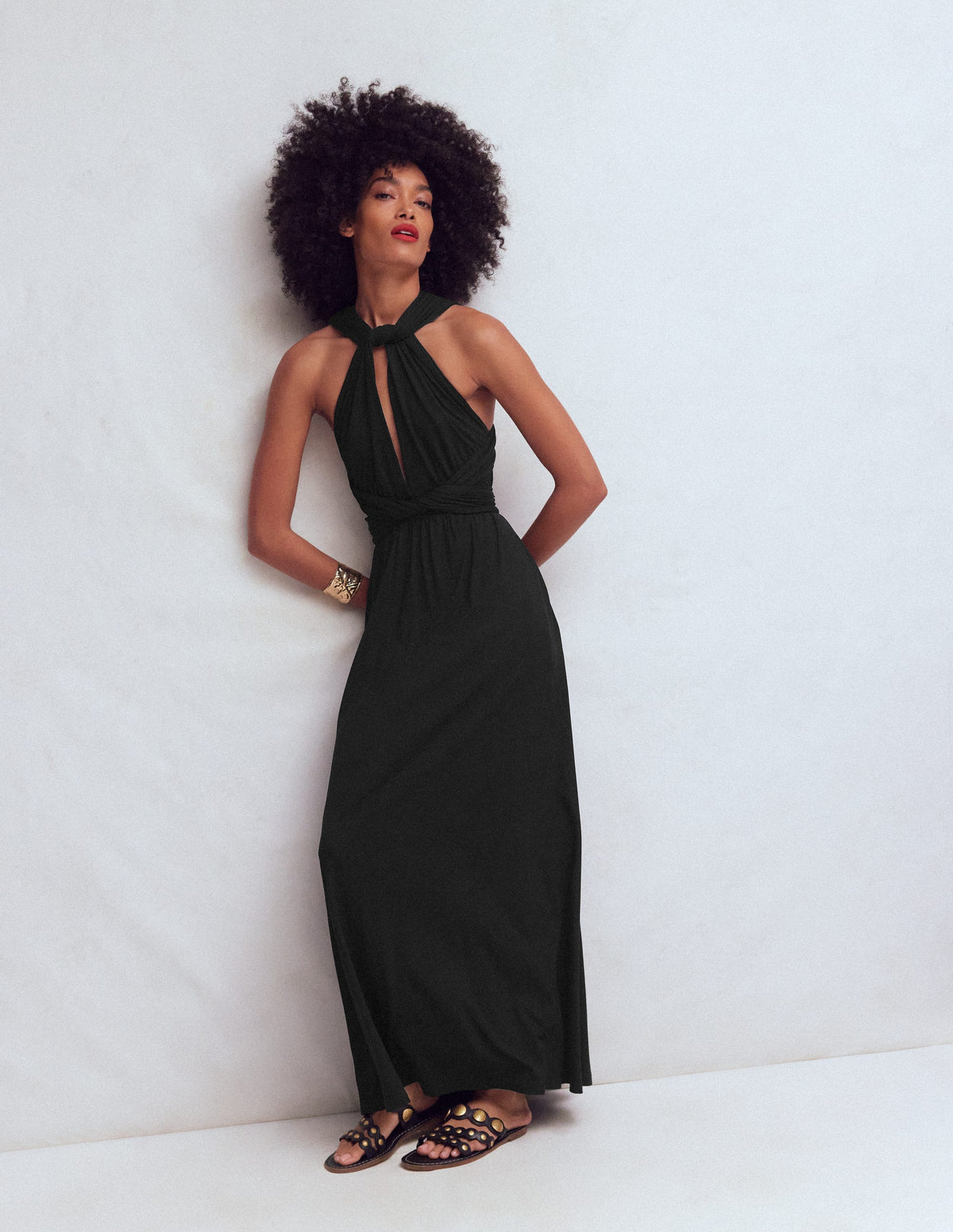 Robe longue multipositions en jersey-Noir - Image 4